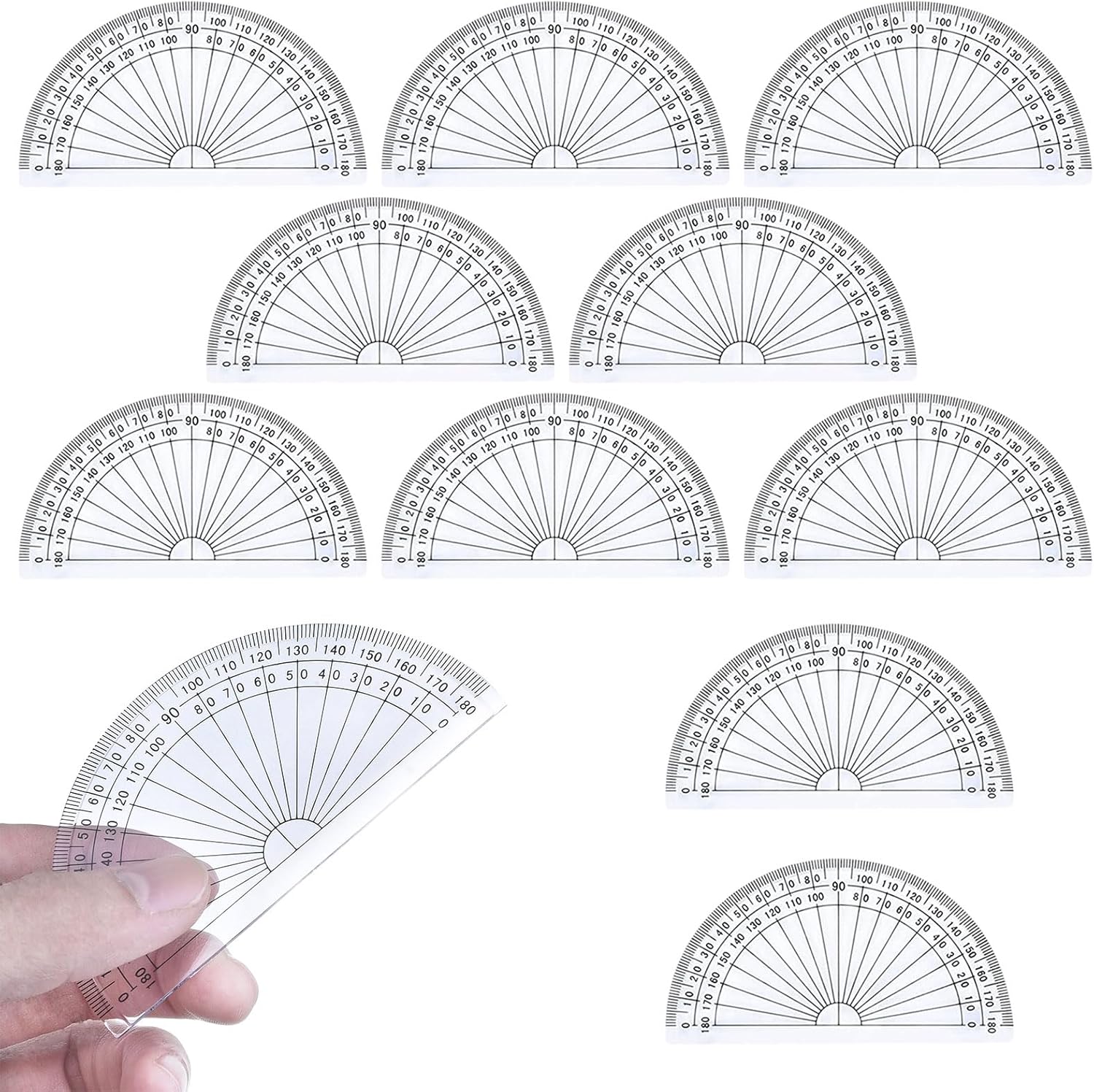Nuqin 180 Degrees Protractor,10Pcs Maths Protractor for Mathematics