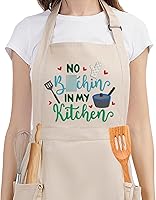 FairysGift Funny Embroidered Cooking Apron for Women - Cute Ruffled Kitchen Apron with Pockets, Ideal Baking Gift for Mom Wife Grandma Baker