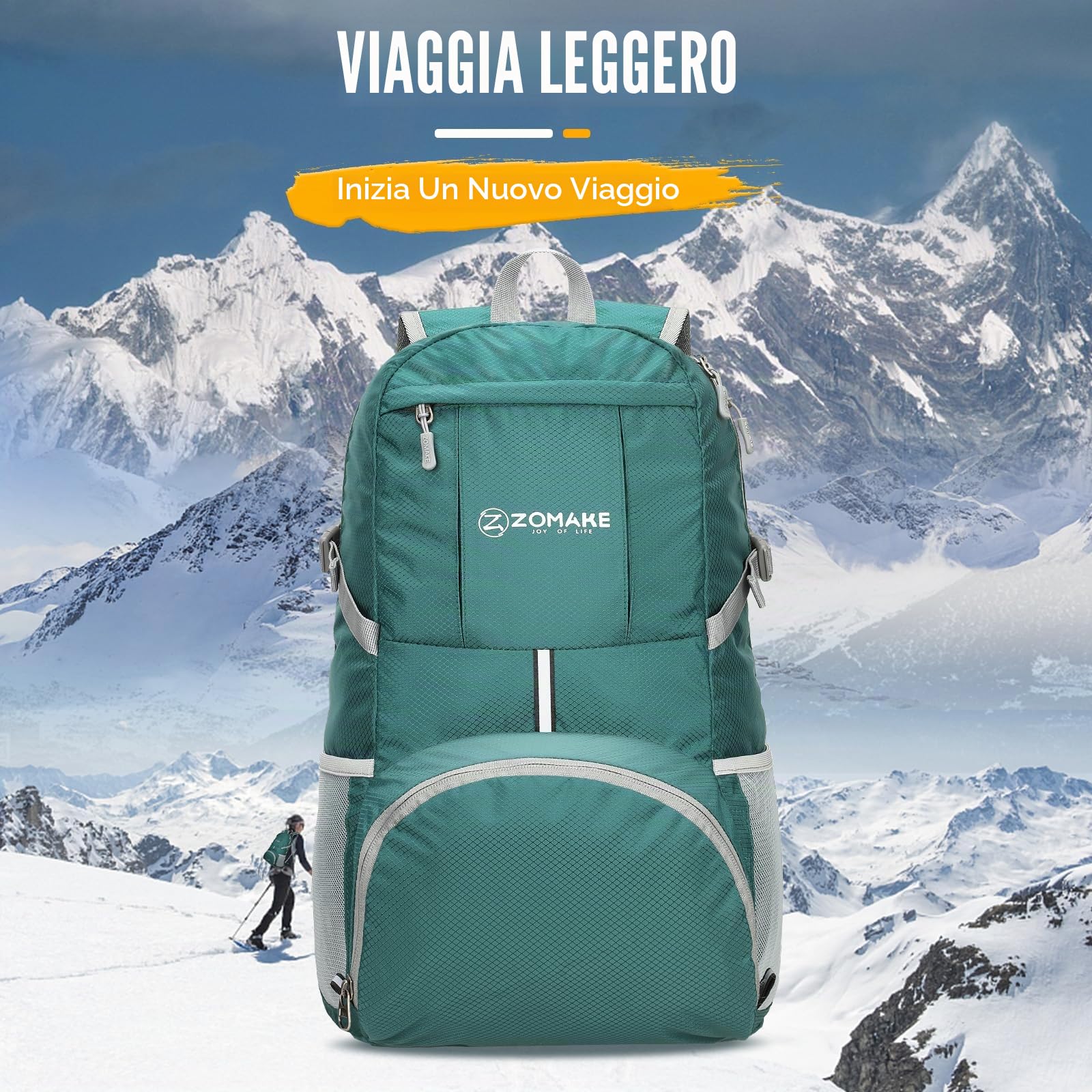ZOMAKE 35L Zaino Pieghevole Leggero - Zaini Ripiegabile Zainetto Piccolo,Packable Backpack Da Trekking Per Donna Uomo Viaggio Campeggio Città Sportivo