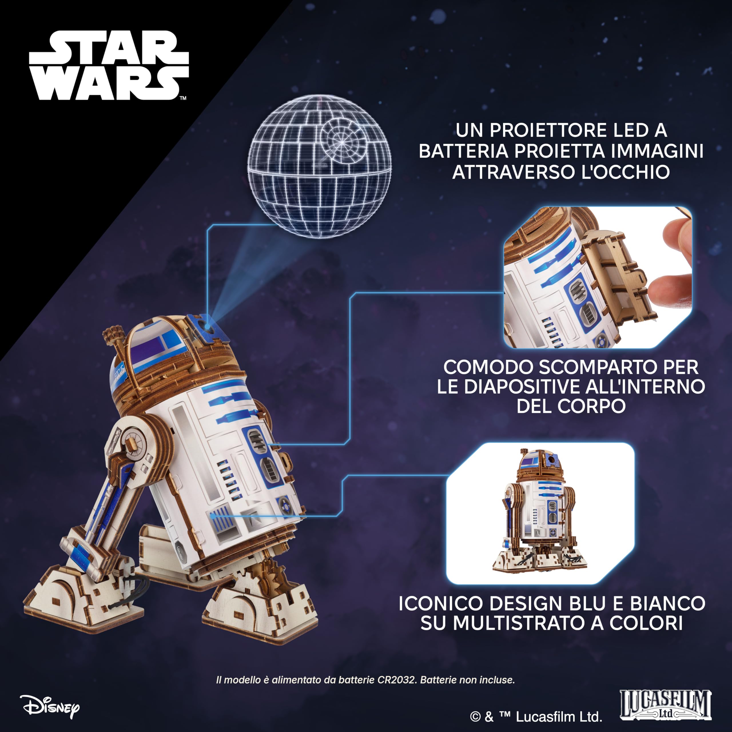 UGEARS Star Wars R2-D2 - Puzzle 3d in Legno, Modellismo da Costruire Adulti, Modellini Auto, Rompicapo Adulti, Puzzle di Legno, Costruzioni, Puzzle Star Wars Regalo Costruzioni Meccaniche, R2D2