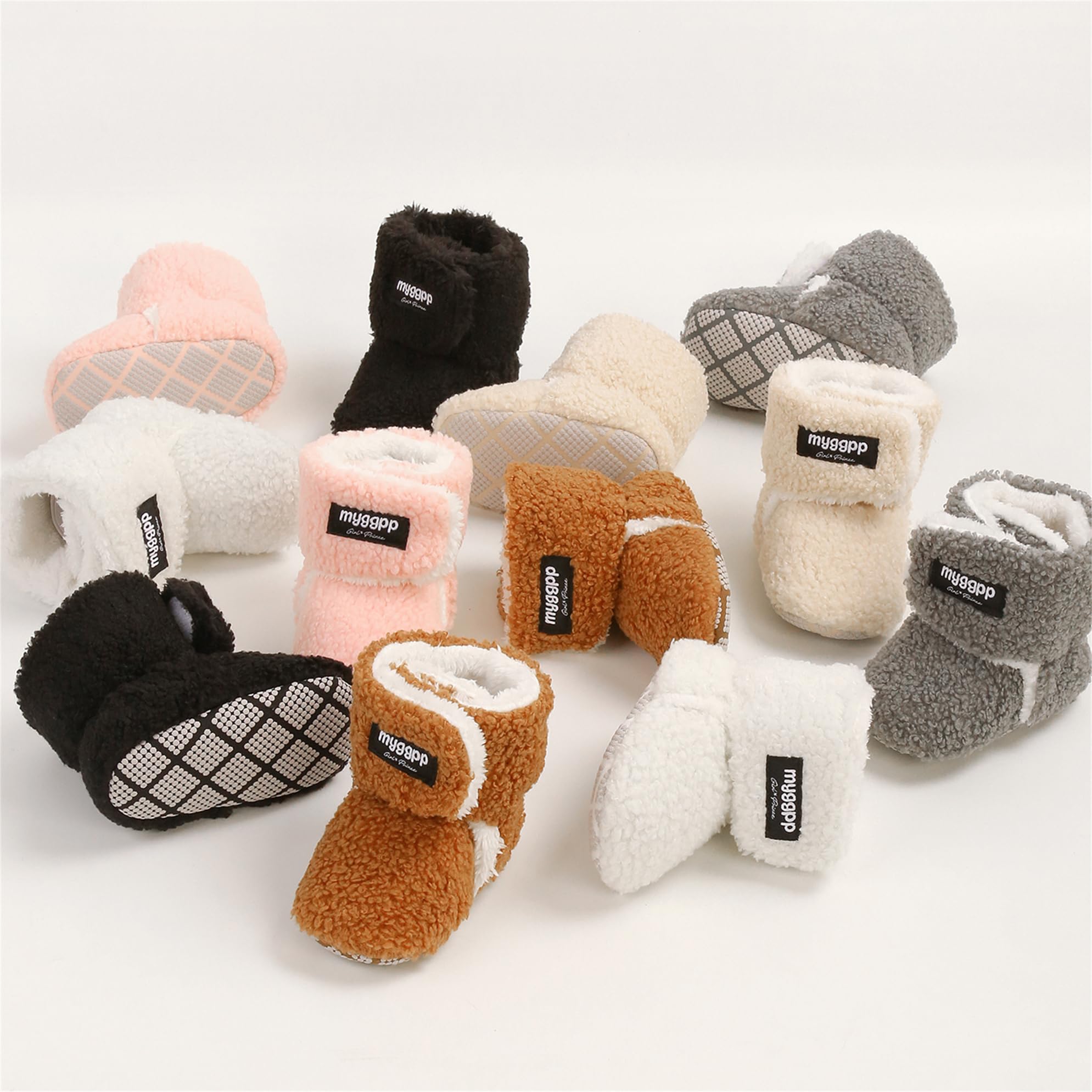Babyschuhe Winterschuhe Baby Stiefel Krabbelschuhe Weiche Sohle Warme Booties Neugeborenen Lauflernschuhe Kuschelige Fleece-Stiefel mit rutschfestem Boden Stiefel für Kleinkinder - 4