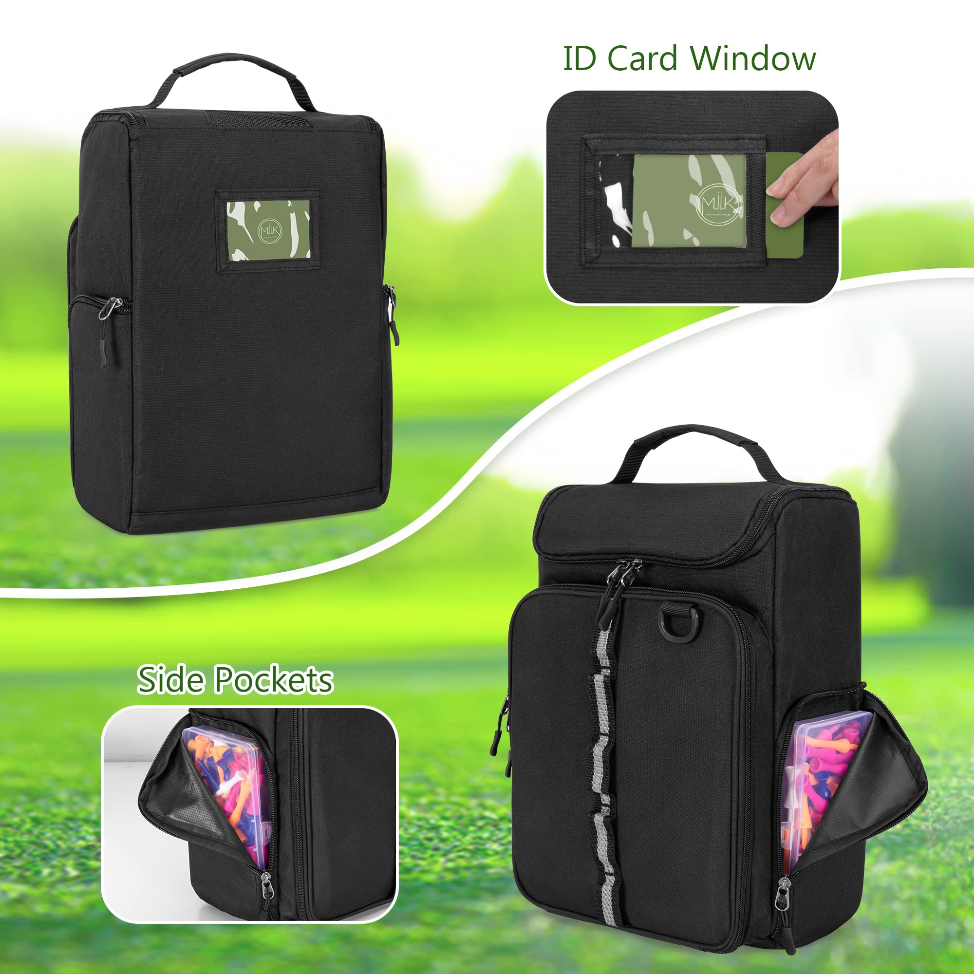 GOBUROS Sacca da Golf Contiene Scarpe da Uomo US 14 con Porta Guanti, Tasche Frontali e Laterali per Accessori, per Fazzoletti, Guanti e Palline