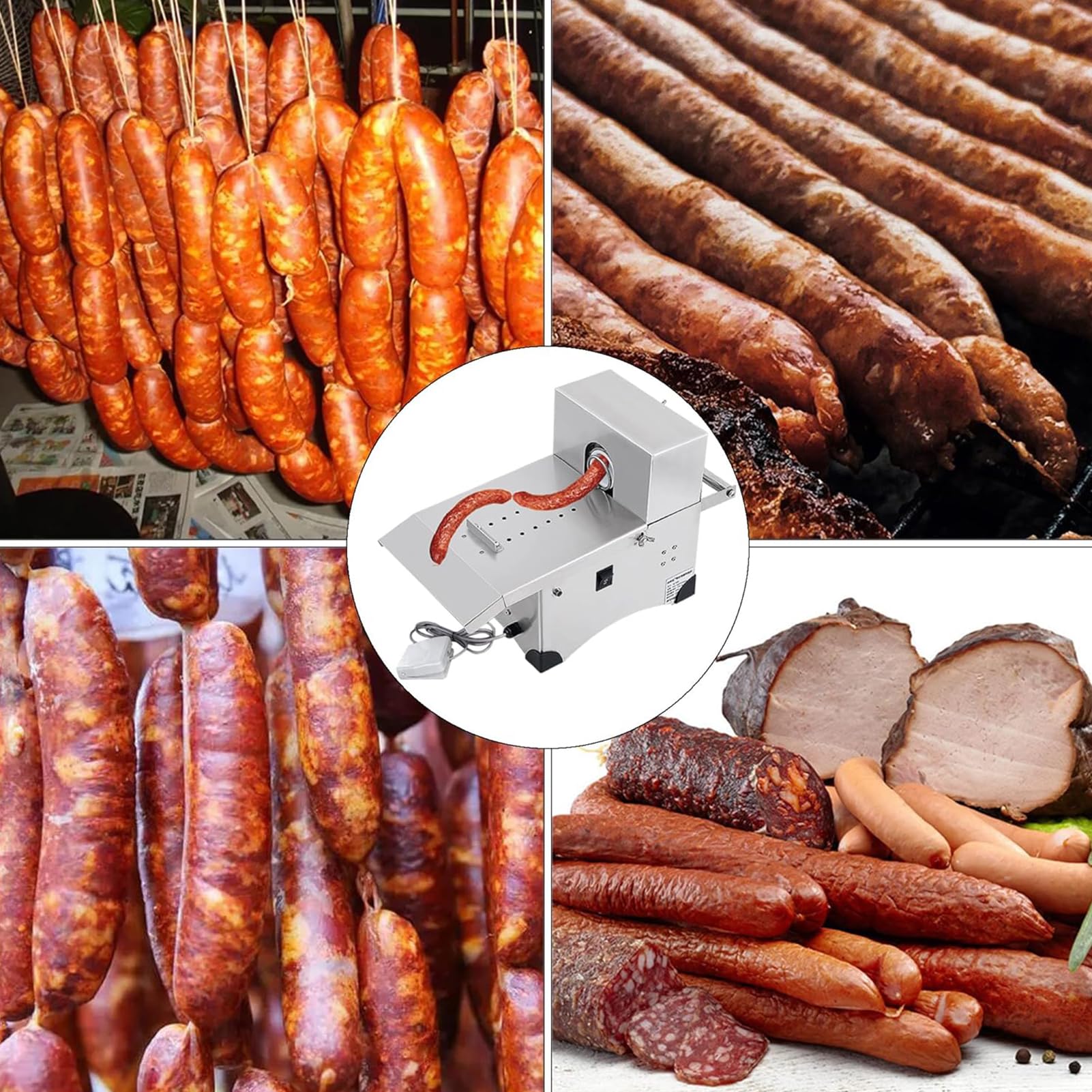 Machine À Nouer Saucisses Automatique avec Poussoir À Saucisse Électrique, Machine à Ligaturer Saucisses électrique, Équipement Commercial pour Supermarchés Et Restaurants