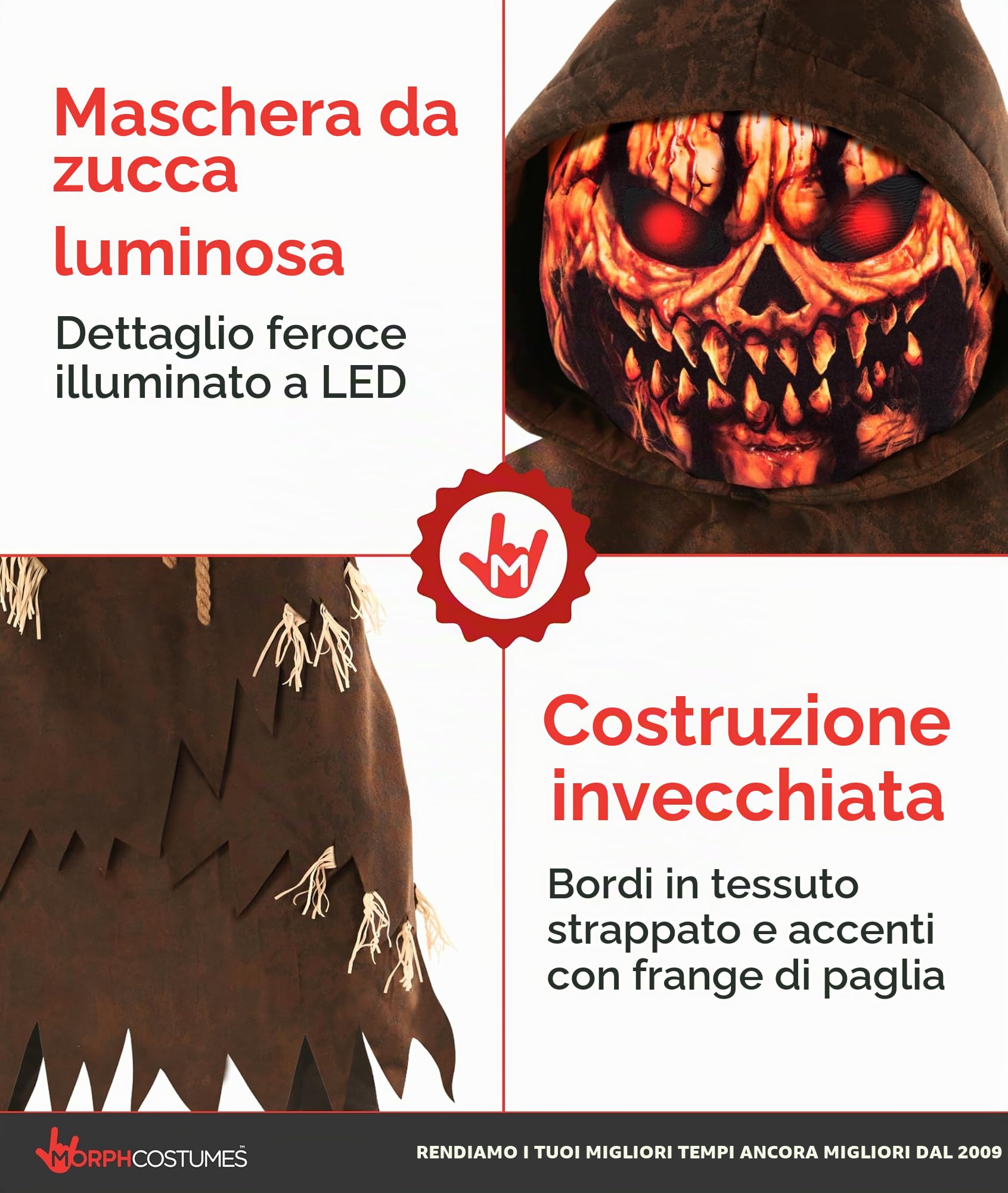 Morph Costume Spaventapasseri Bambino, Costume Halloween Bambino