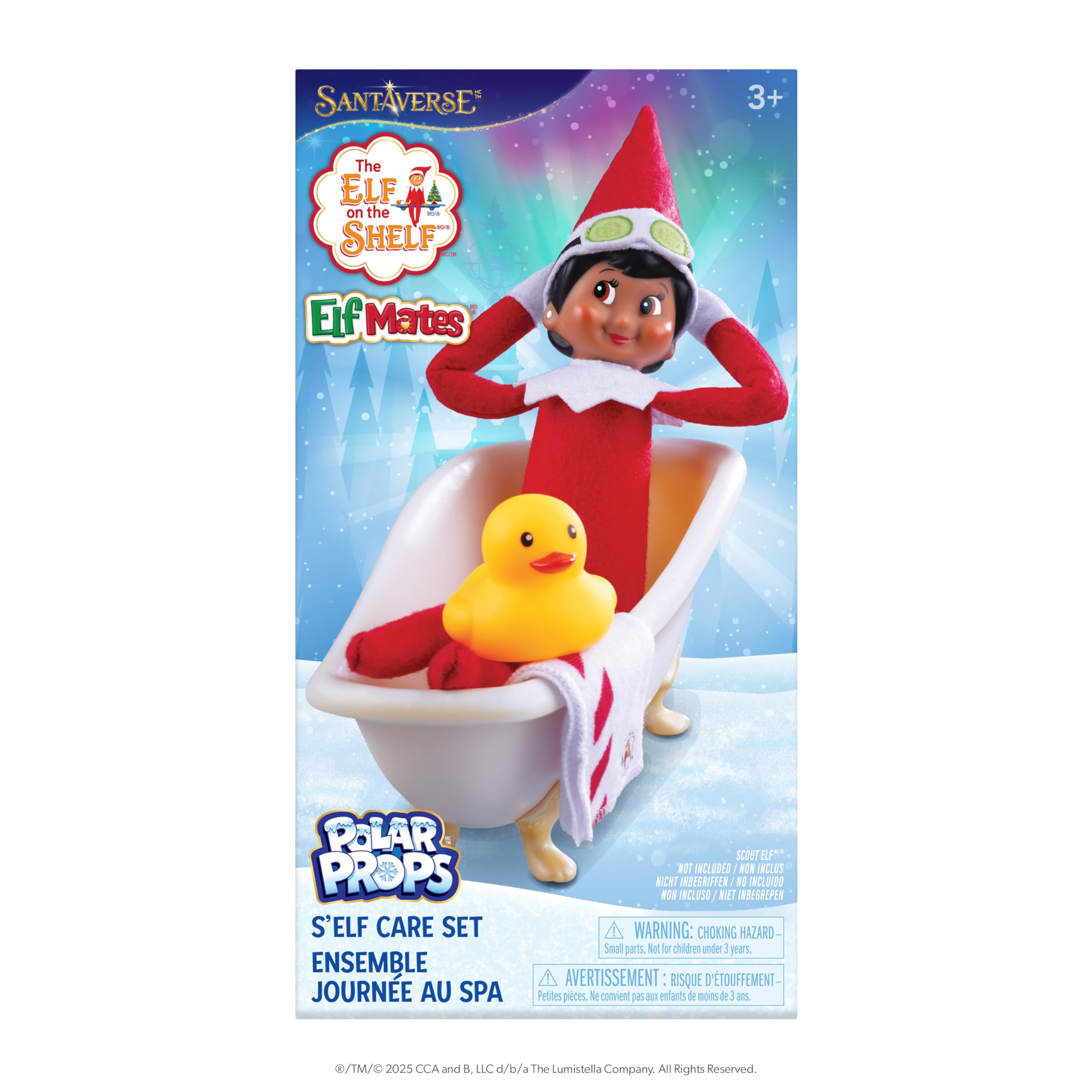 The Elf on the Shelf Polar Props™ - S’elf Care Spa Set - Elf-Size Bathtub, Tiny Bath Towel, Cucumber Mask, Rubber Ducky- Scout Elf Not Included