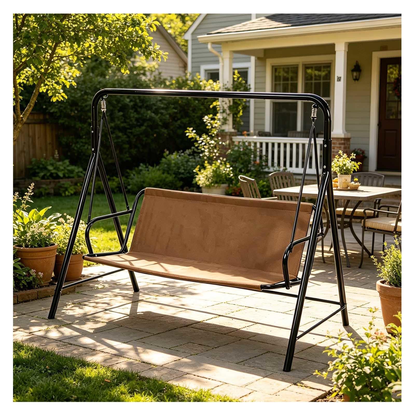 Swing Seat Cover Replacement 600D Thickened Waterproof Oxford Garden Rocking Chair Cushions Covers for 2/3 Seater Patio Garden Swing Chair,Coffee-47.2×18.5×18.5in