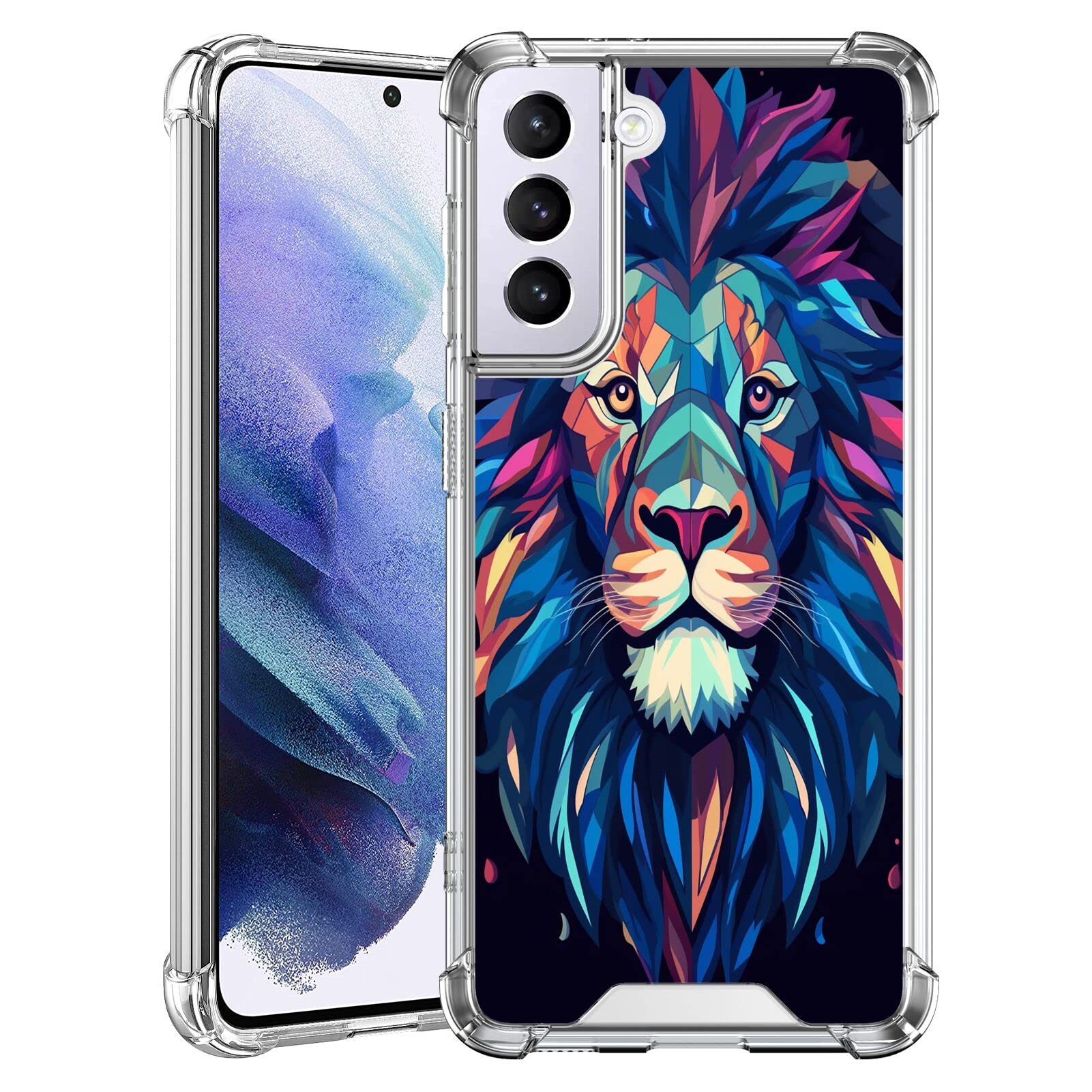 Xioolia Phone Case Fits Samsung Galaxy S22+ with Designer Lion Art033 Ultra Drop-Proof Transparent with Four Corners TPU Silicone Soft Slim Shock-Absorbing Cover