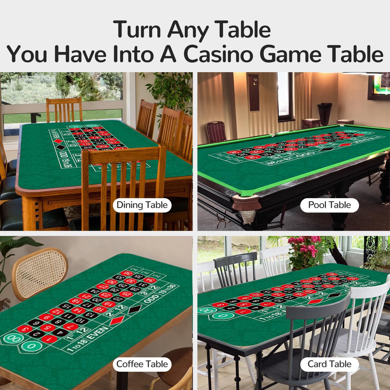 Tappetino portatile per tavolo da poker Copertura del tavolo da gioco della roulette in gomma antiscivolo, tappetino da poker con borsa for il trasporto, tappetino da gioco for 8 giocatori(Small)