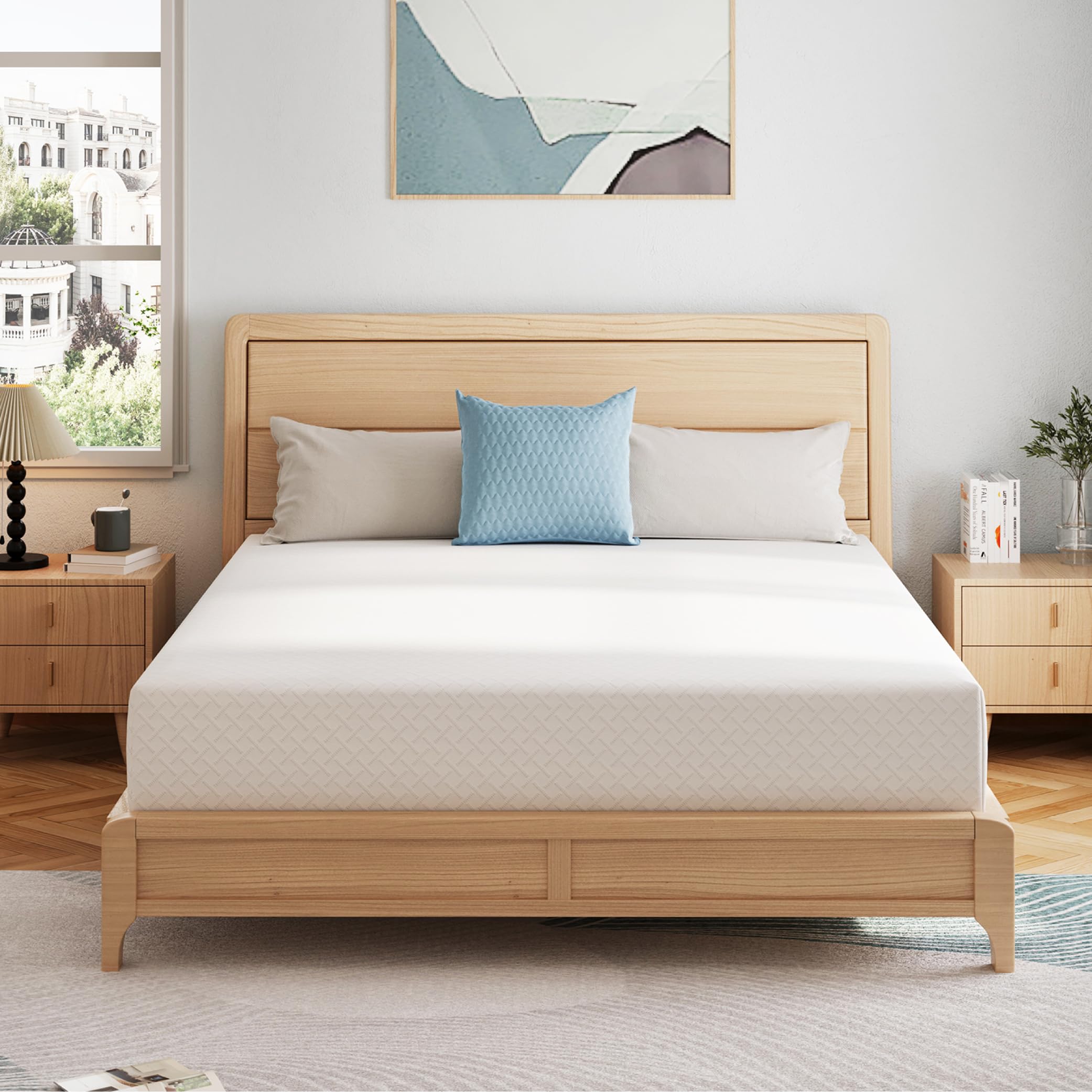 SynthoSpace Queen Mattress 12 Inch Green Tea Memory Foam Mattress, Fiberglass Free & Medium Firm, CertiPUR-US Certified Foam for Cool Sleep & Pressure