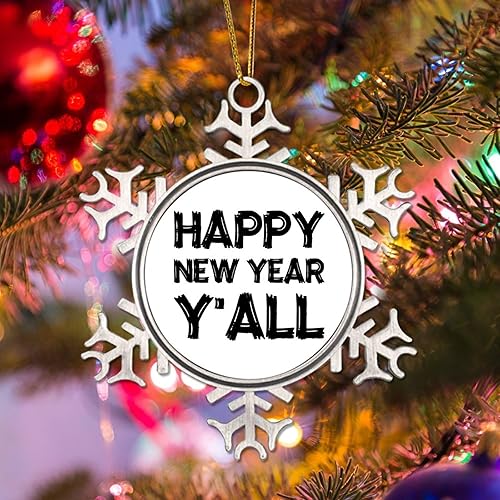 Miniatura 4 de Metal Snowflake Ornament - Happy New Year Yall Christmas Tree Hanging Ornaments Funny Christmas Quotes Metal Snowflake Xmas Tree Ornament Happy New