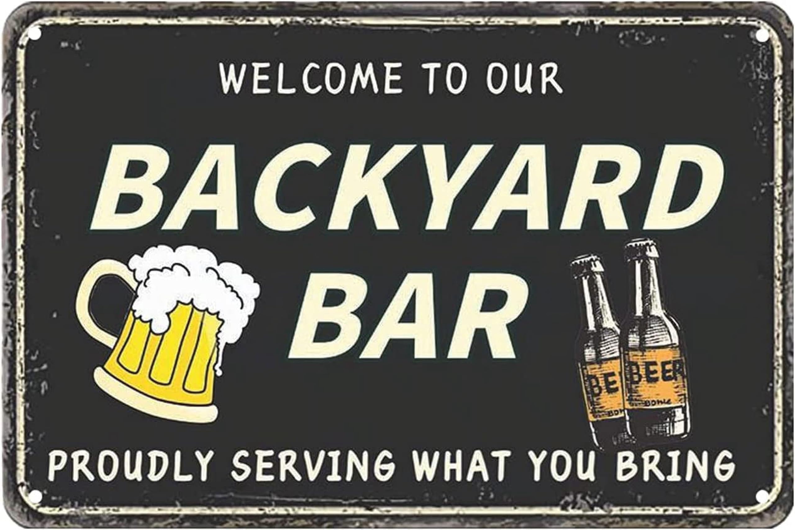 (2-Pack) Metal Tin Sign Funny Backyard Signs Outside Bar Decor Outdoor Pool Decor Outdoor Bar Signs Beer Sign Poop Deck Welcome To Our Backyard Bar