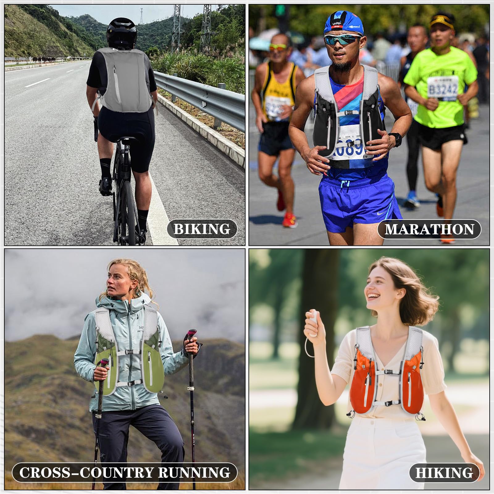 Zounich Laufweste mit 500ml Trinkflasche, Ultraleicht Laufweste für Damen und Herren, Multifunktionale Trinkrucksack 7L, Reflektierende Laufrucksack, für Laufen, Marathon, Radfahren