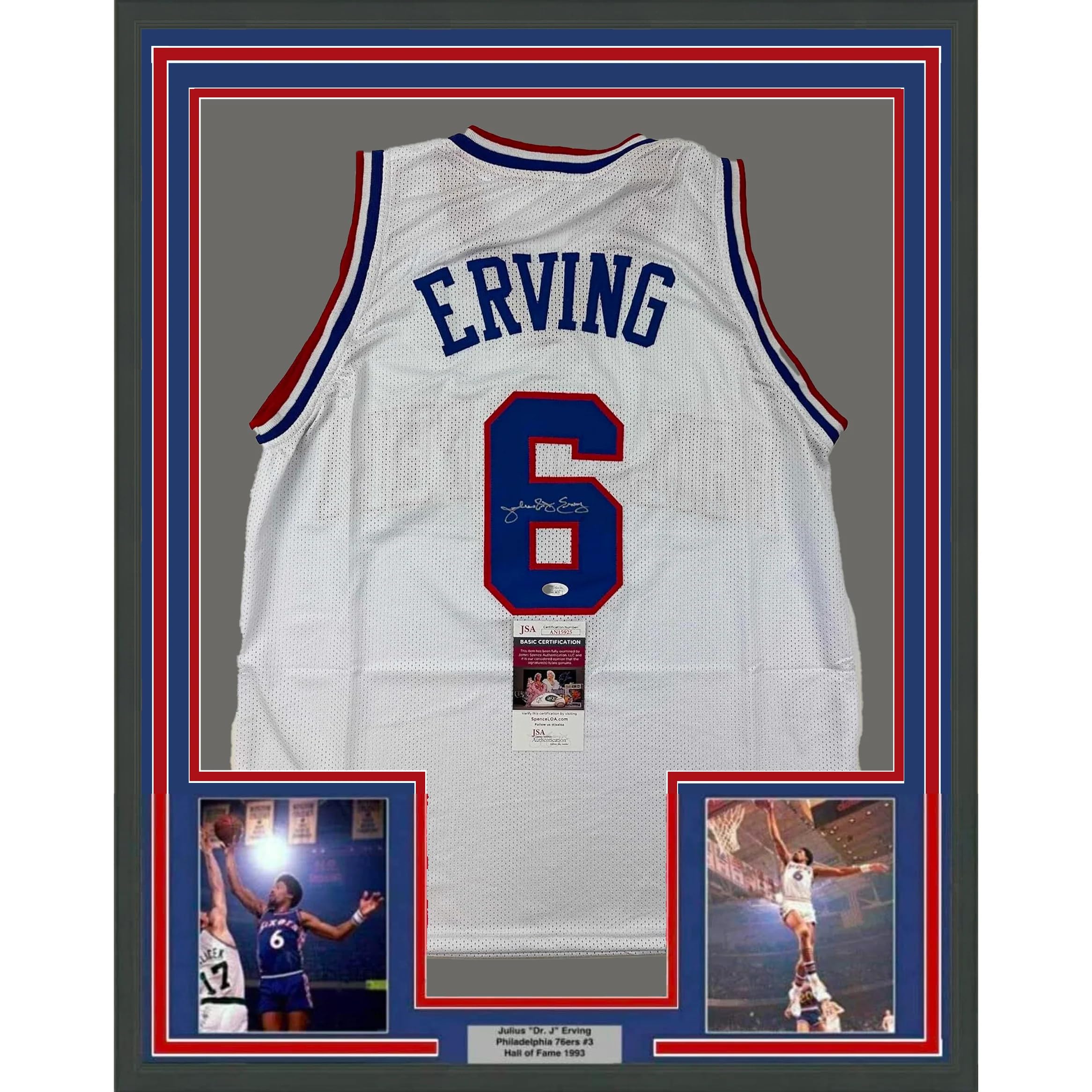 Framed Autographed/Signed Julius Erving