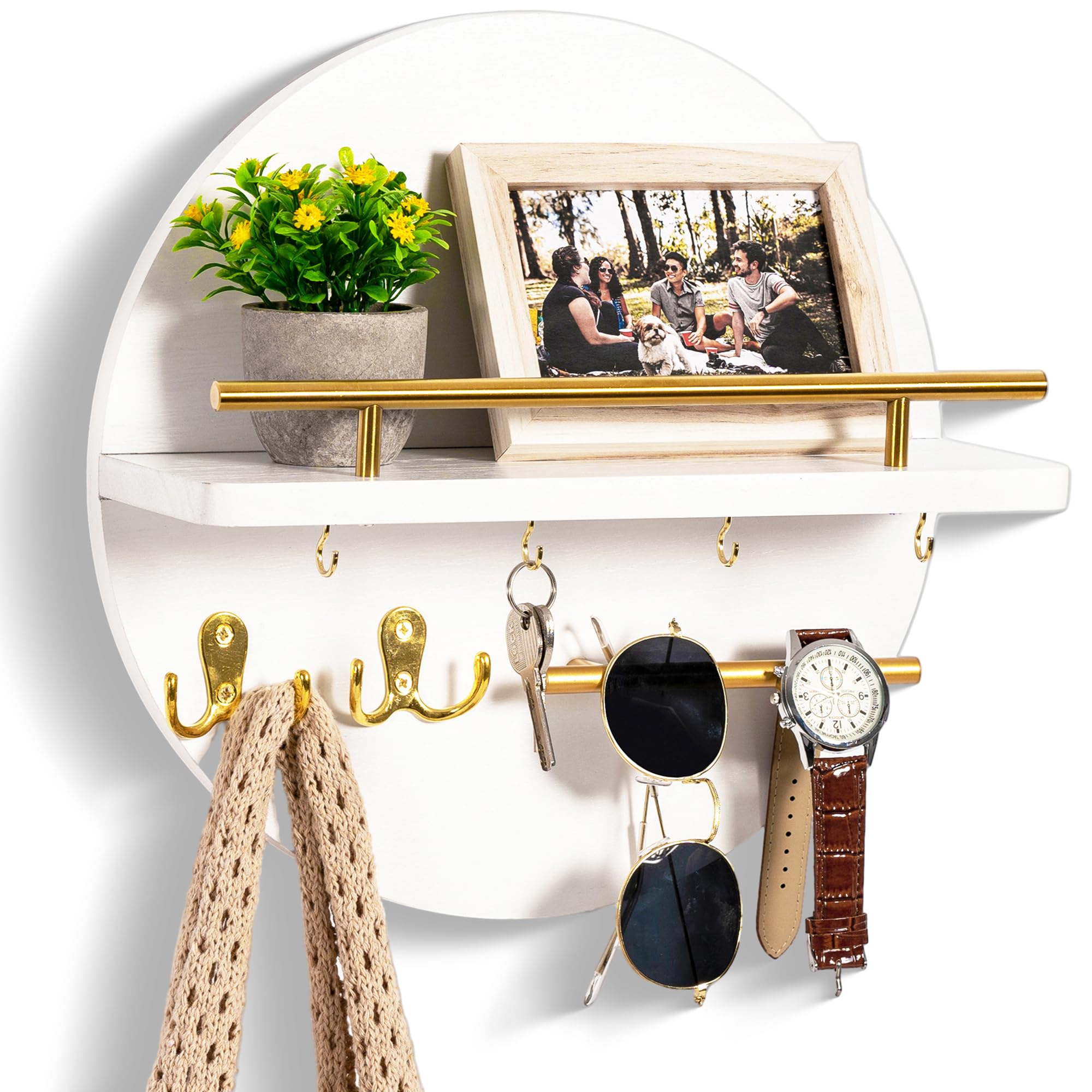 Amazon.com: Key Holder for Wall Decorative with Shelf and Hooks