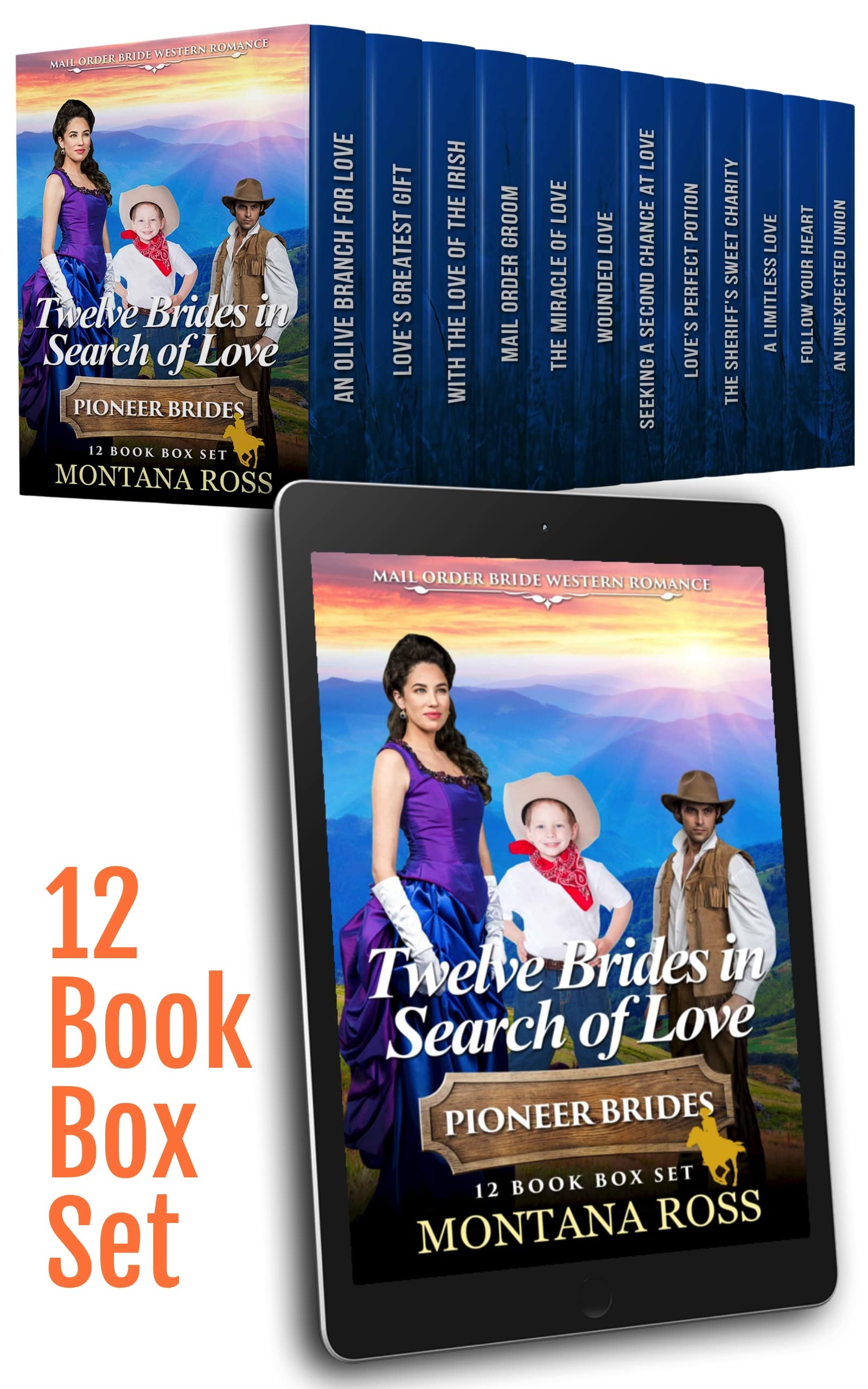 Twelve Brides in Search of Love: 12 Book Box Set of Sweet, Clean, Mail Order Bride Western Historical Romance