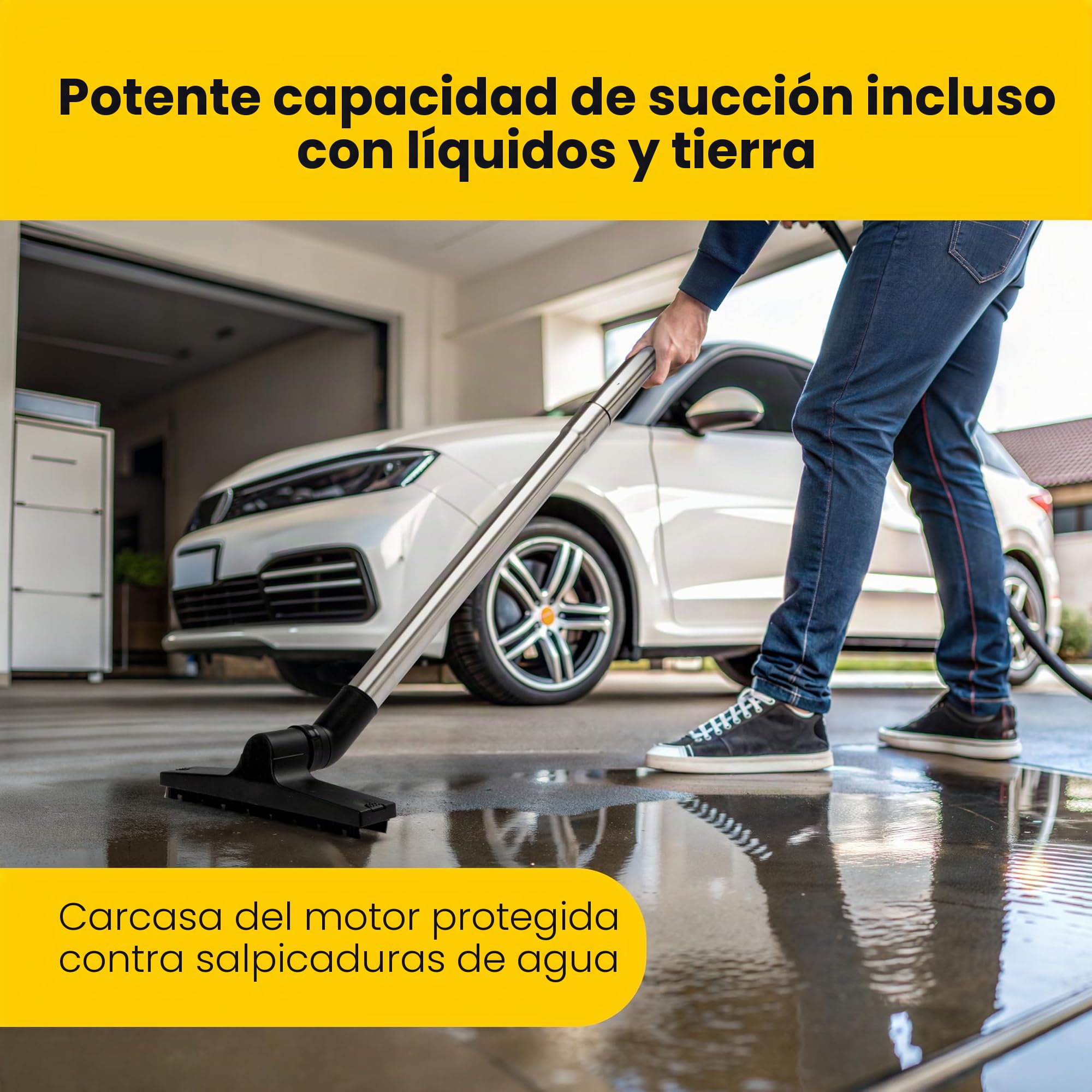 Bomann BSS 6000 Lava Aspiradora con Limpiador de Tapicería para Coche, 1200 W, 20 litros Clase de Eficiencia Energética, Negro y Amarillo
