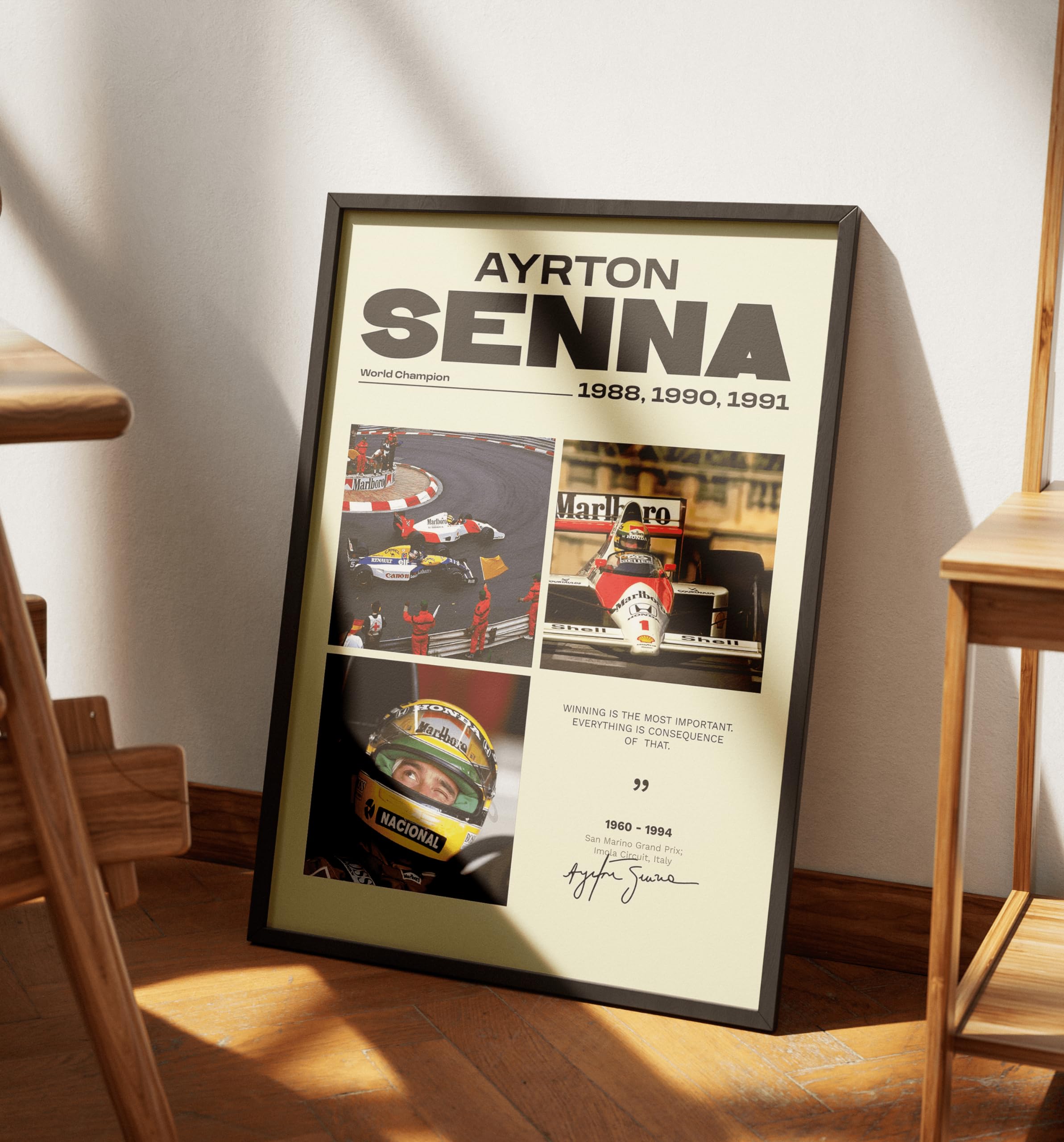 PodiumPe Ayrton Senna Poster | F1 Racing Legend | Formula One Racing Wall Art | A3 (29.7 cm x 42 cm) | Glossy | No Frame 1
