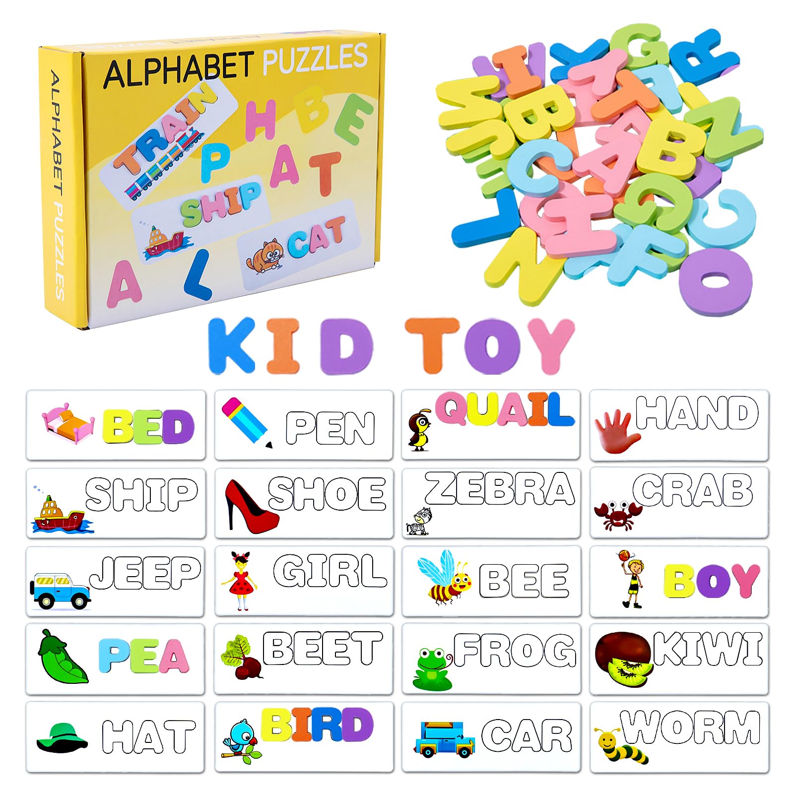 Ortografía Aprendizaje, PIWOSGOL Juguetes Niños 3 4 5 6 Años, Alfabeto Montessori Tarjetas, Juegos Educativos Madera ABC para Niños Aprender a Leer, Regalo Regalo Niño Niña 3-6 Años