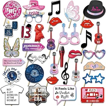 34 Pcs Singer Party Decorations Photo Props, Birthday Party Favors, Birthday Music Lyrics Photo Booth Props, Music Lover Photo Booth Props