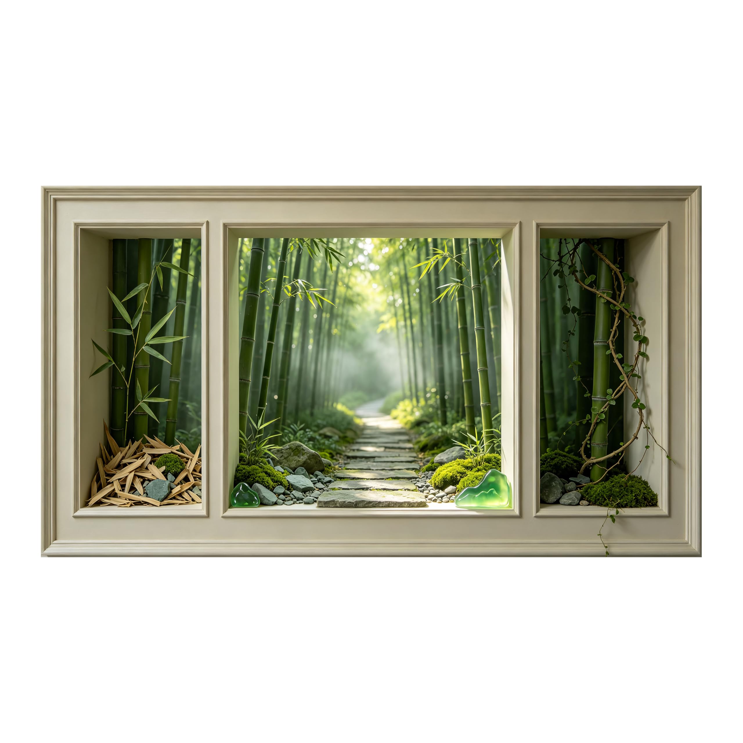 Yzpallescene Art260711059 3D Framed Wall Art Bamboo Forest Path Zen Tropical Landscape Large Size Selfadhesive Removable Wall Decor Prints Artwork For Living Room Bedroom Office