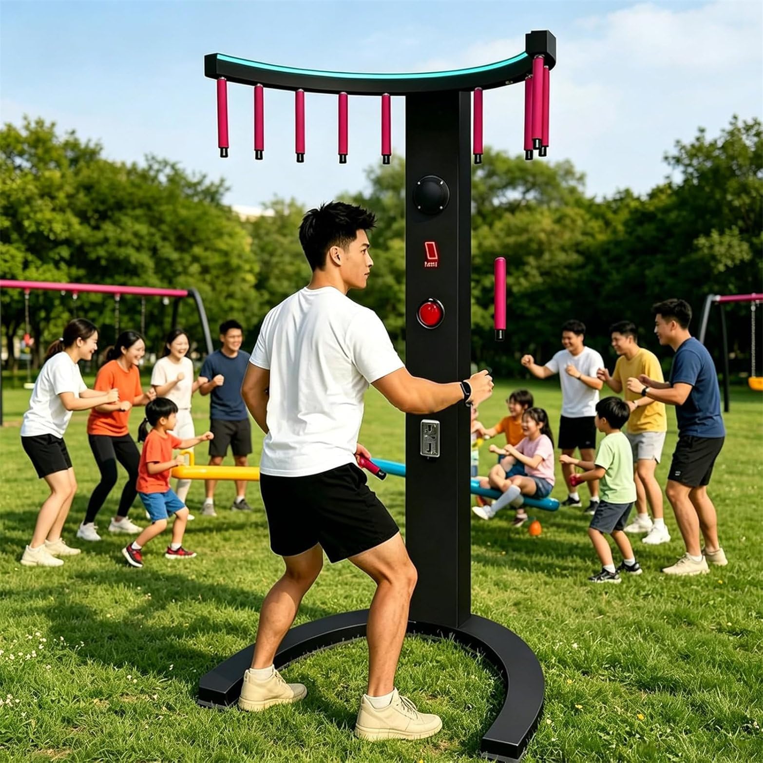 Juego de palos de entrenamiento de reacción, entrenamiento reflejo de coordinación ojo-mano, modos de velocidad ajustables, desafío divertido para niños y adultos