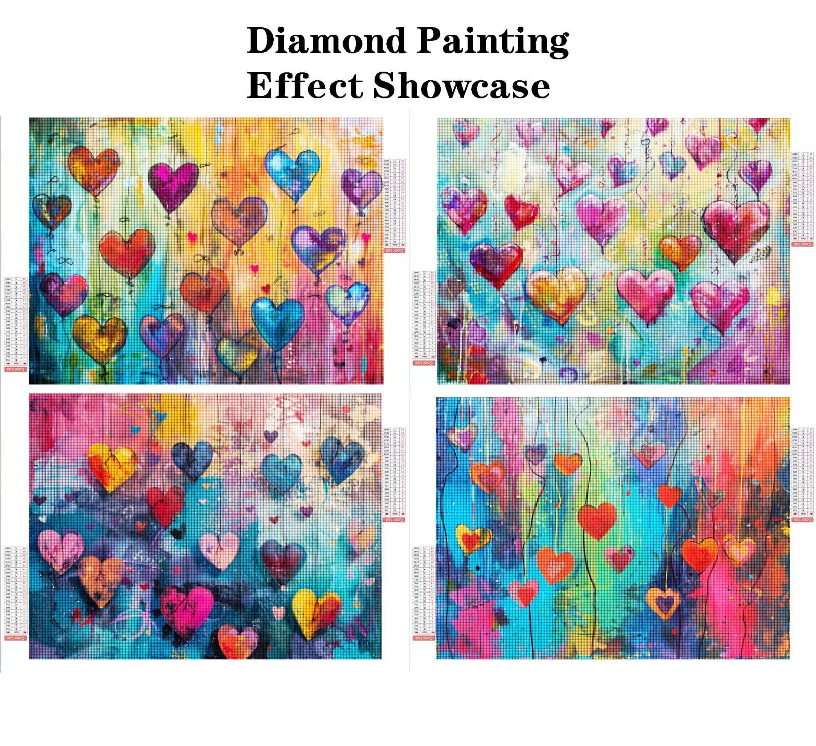 Malarstwo diamentowe serce 60 x 45 cm kwadratowy obraz diamentowy 4 sztuki 2026 nowy DIY 5D zestaw do malowania diamentami z akcesoriami, prezenty świąteczne, dekoracje świąteczne i noworoczne i