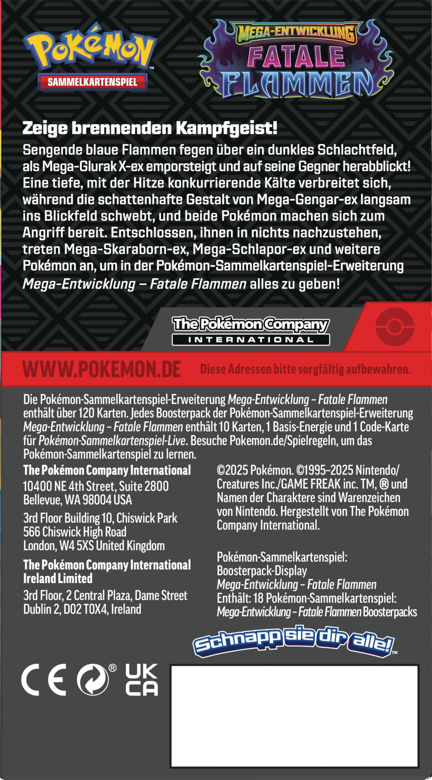 Pokémon-Sammelkartenspiel: Boosterpack-Display Mega-Entwicklung – Fatale Flammen (enthält 18 Boosterpacks)