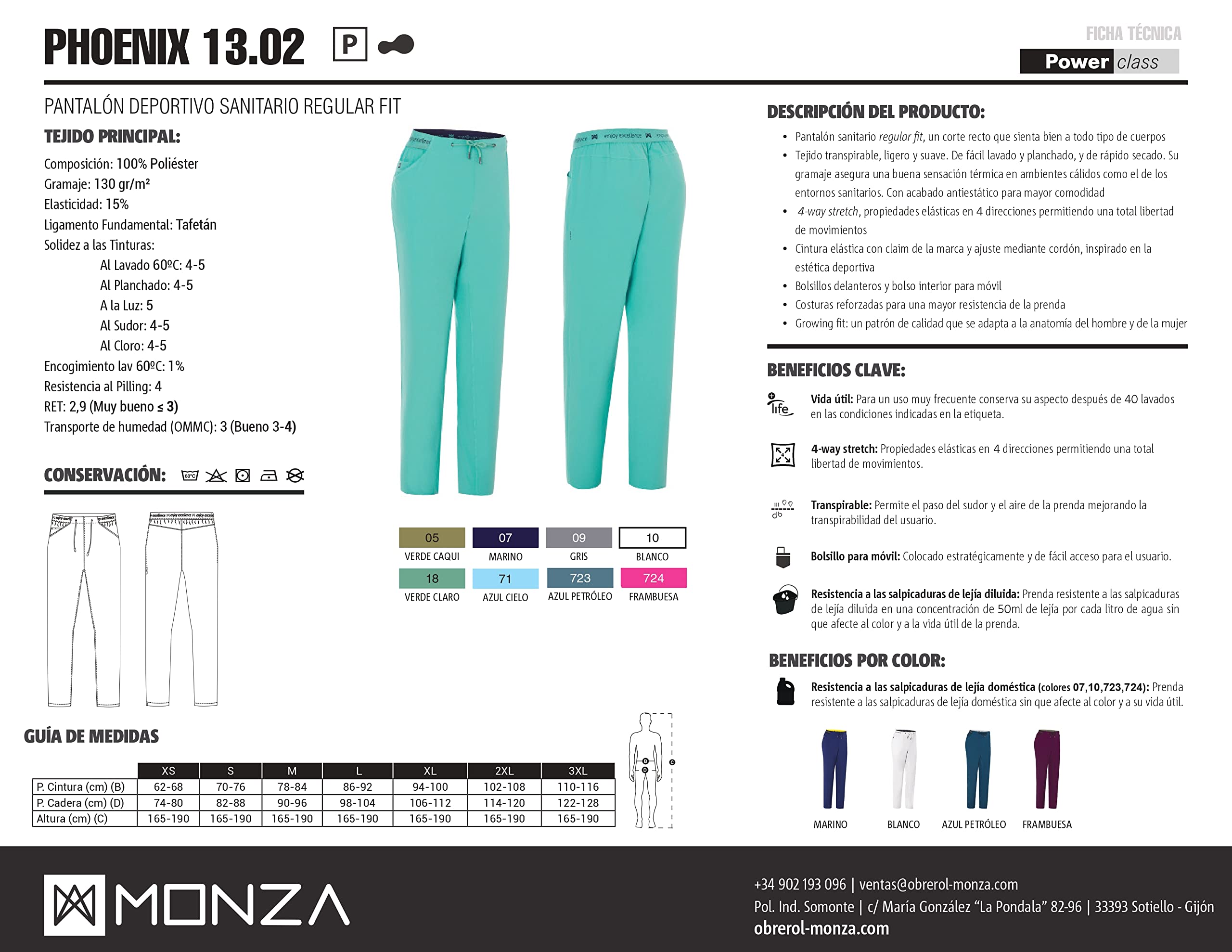 Pantalón Pijama Sanitario Unisex Deportivo Fit Médico, Enfermera, Hospital, Clínica. Ref: Phoenix 13.02