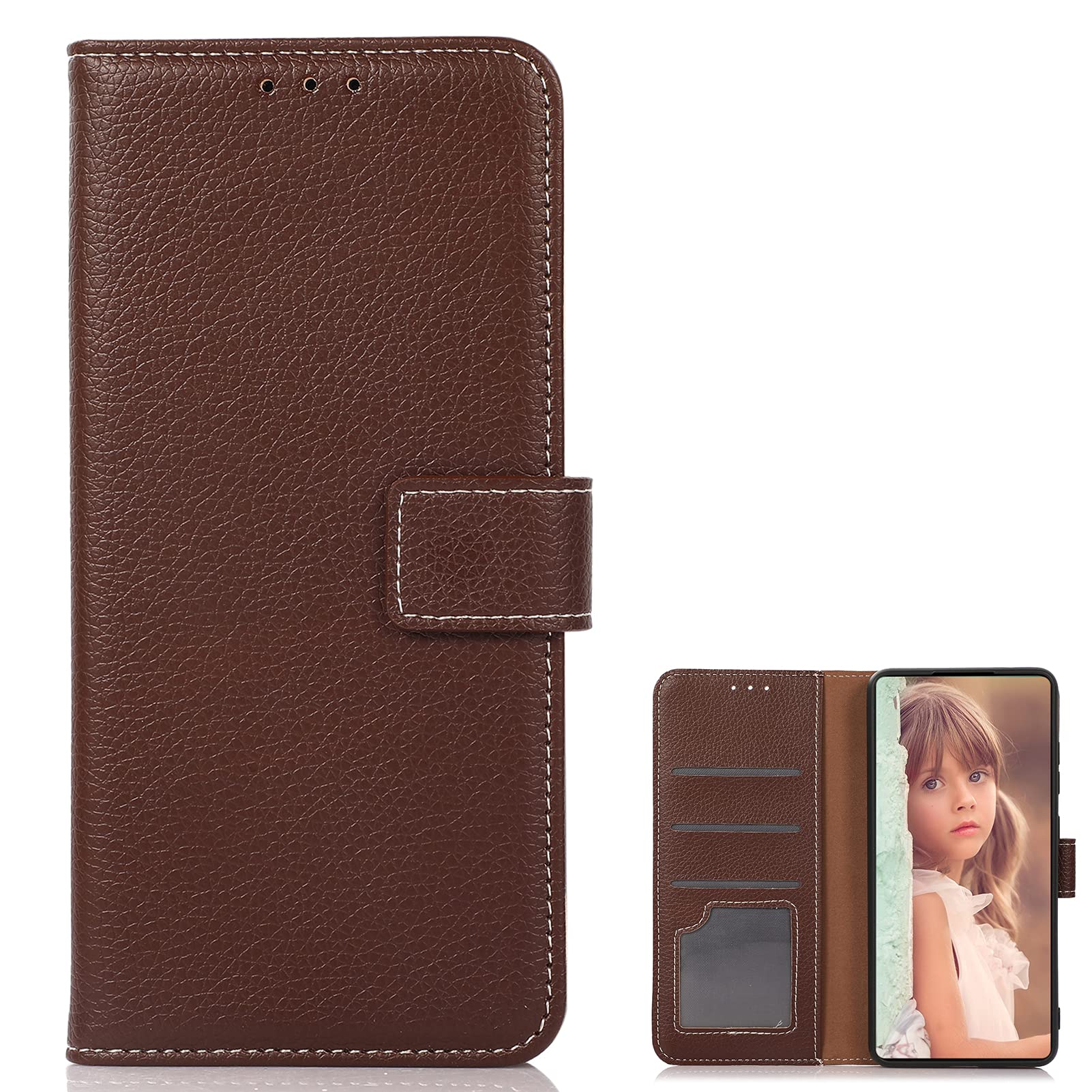 BeyondTop Case for LG K22 Case, LG K22 Leather Wallet Book Flip Folio Stand  View Case Compatible with LG K22 Phone Case Cover（Brown）