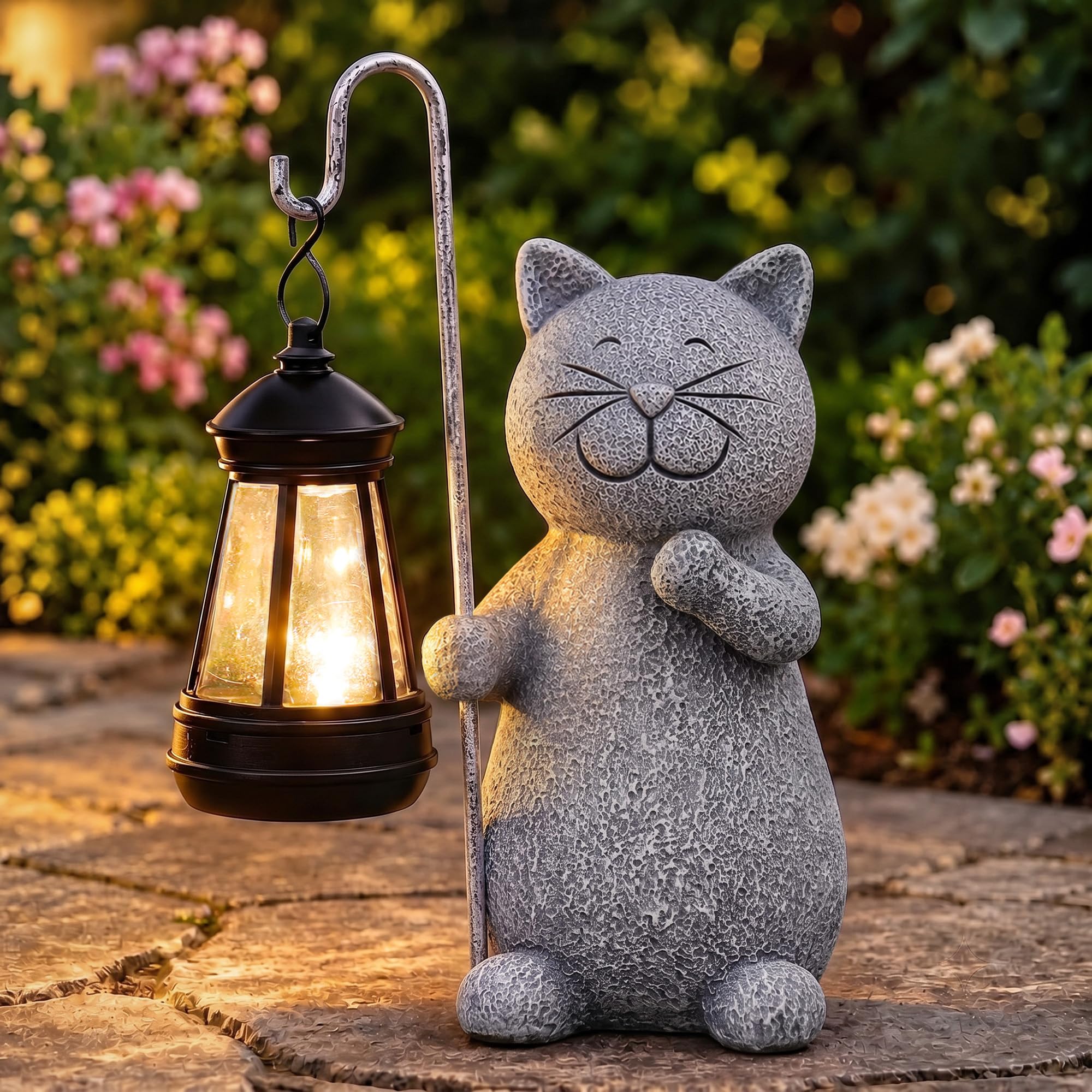 Amazon.com: Qeeman Solar Cat Garden Statue with Lantern: Outdoor