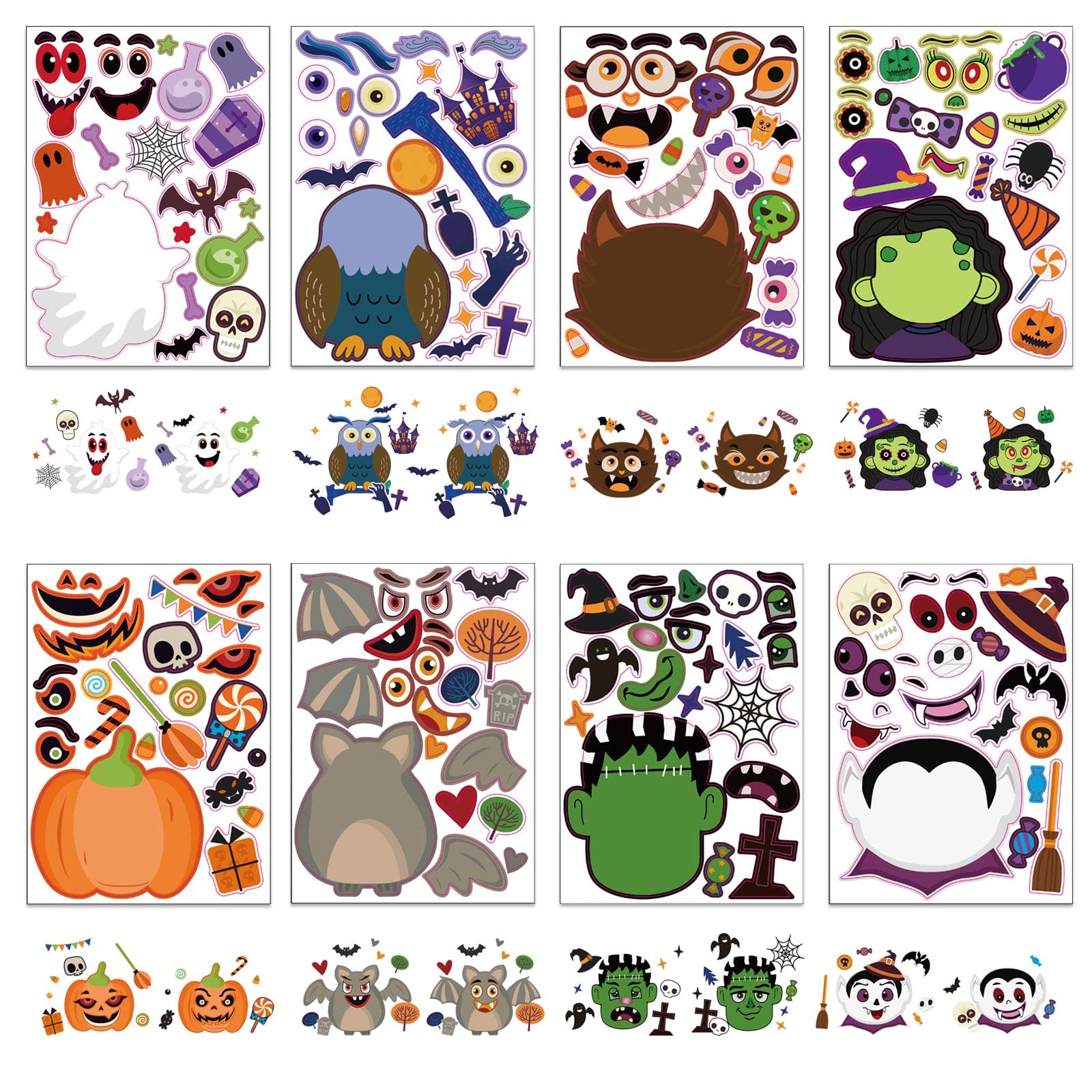 12 Fogli Di Adesivi Halloween Per Bambini – Fai Da Te, Riutilizzabili, Con Design Modulari, Per Attività Creative E Feste