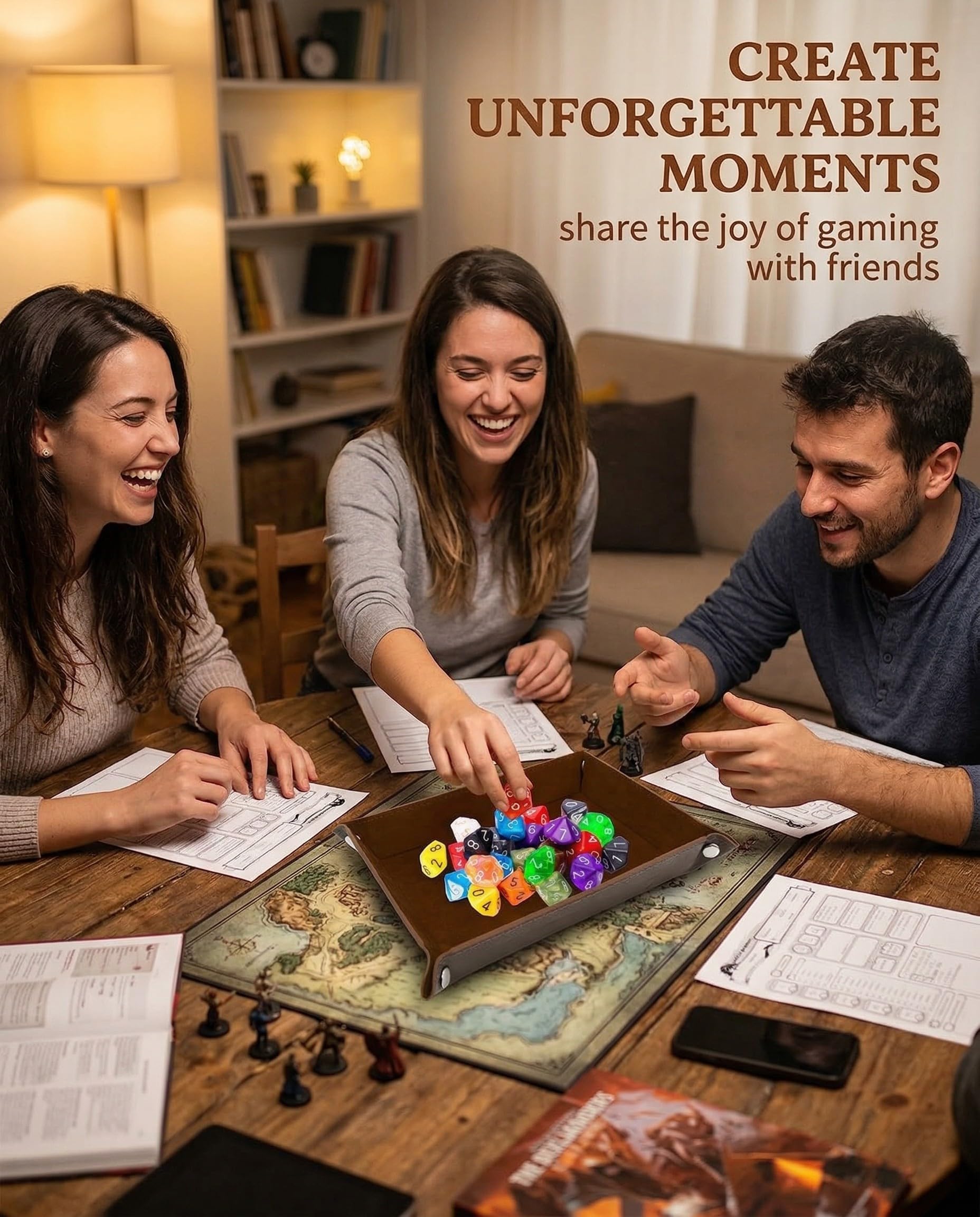 Tavola per Dadi, Cuoio Pieghevole rettangolo in PU e Velluto Verde Scuro Supporto per Dadi Rpg Gioco Altri Giochi da Tavolo(marrone)