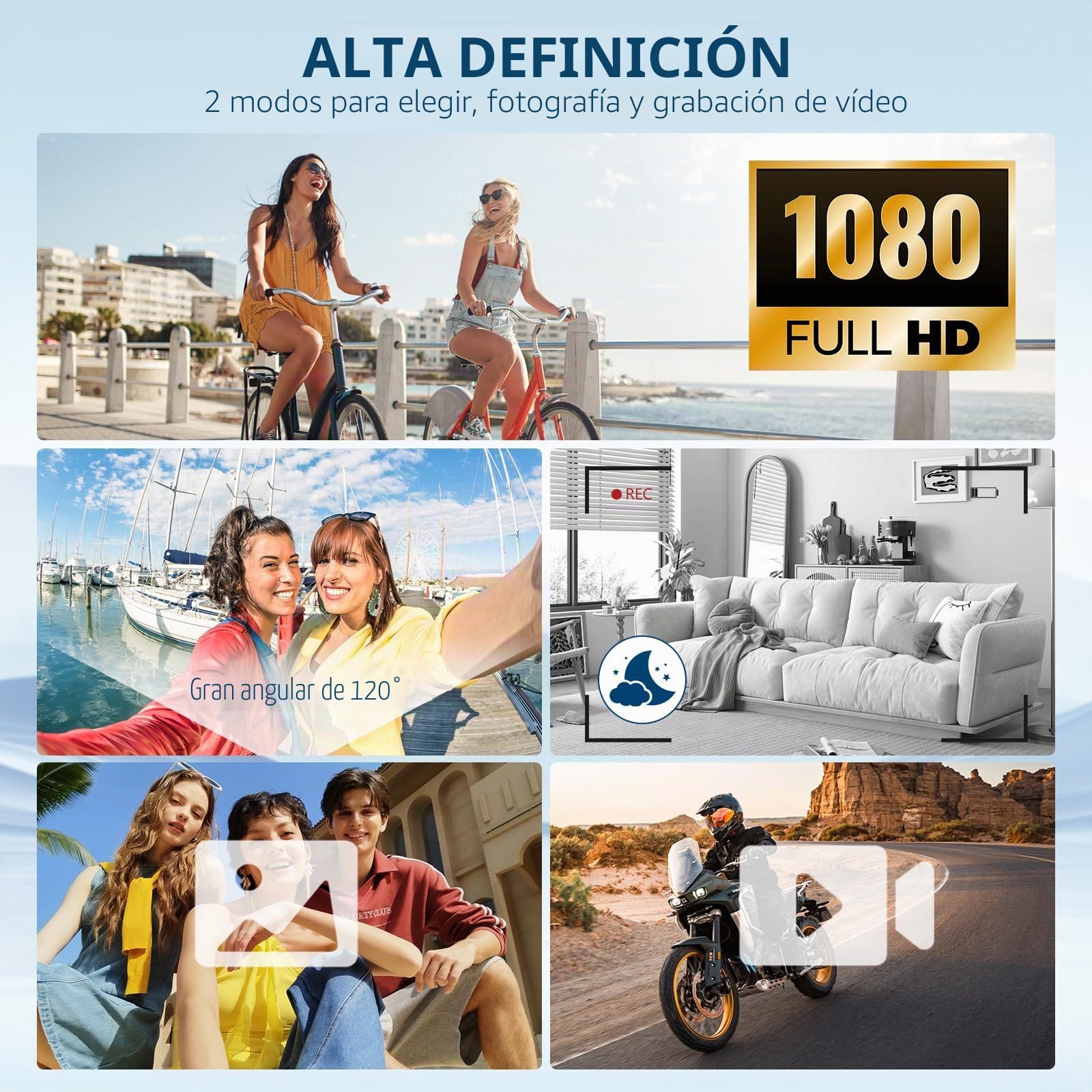 Cámara de Acción, 1080P HD & Clip Giratorio de 360° Camara Deportiva, Mini Cámara de Cuerpocon Imán mit 0,85 pollici Pantalla, Cámara para Casco/Moto Deportivo con Visión Nocturna
