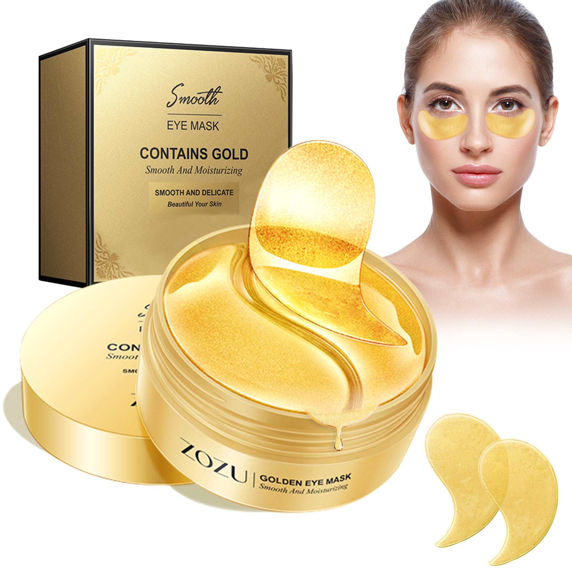 Parches Ojos, Máscara Ojos Collagene para Contorno de Ojos Antiojeras Mujer, Eye Mask anti Bolsas y Ojeras, Eye Patches Colageno Reabsorbibles, Regalos para Mamá Día de la Madre