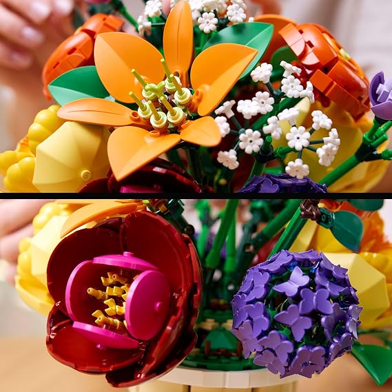 LEGO Botanicals Çiçek Aranjmanı 10345 - Yetişkin Kadınlar ve Erkekler için Kamelya, Şakayık ve Ortanca Çiçeği Dahil Yapay Çiçekler İçeren Koleksiyonluk Yaratıcı Model Yapım Seti (1161 Parça)