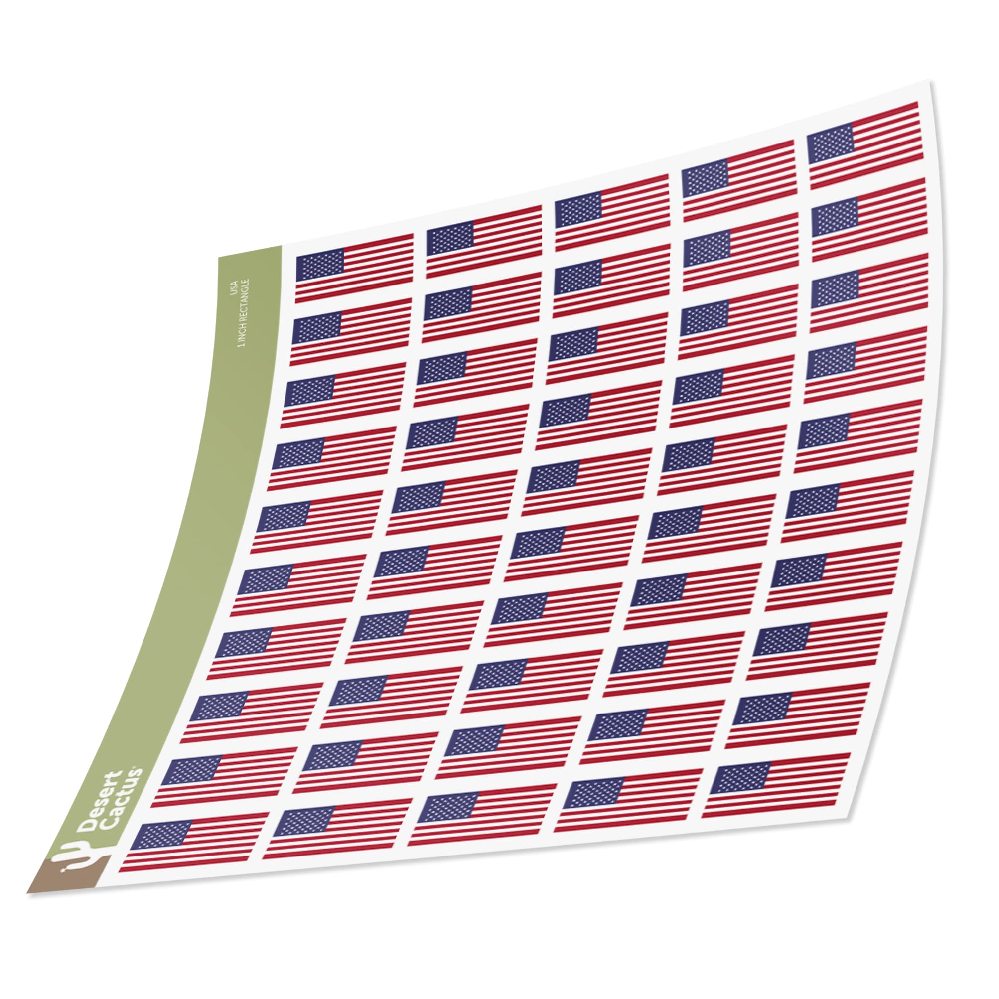 Desert Cactus United States of America Country Flag Sticker Decal 1 Inch Rectangle Sheets 50 Total Pieces Kids Logo Scrapbook Car Vinyl Window Bumper Laptop American R