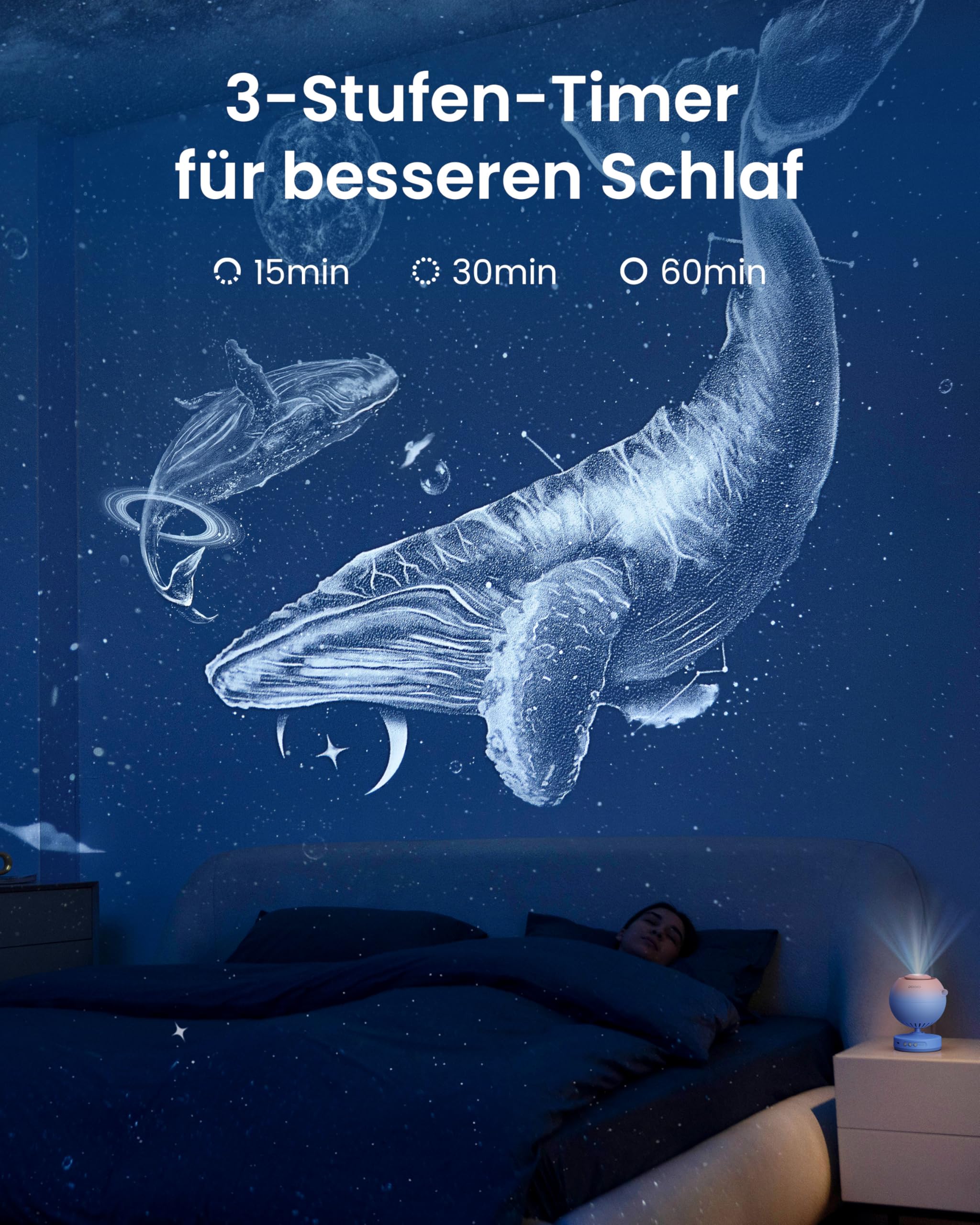 POCOCO Sternenhimmel Projektor, LED Galaxy Projektor, Planetarium für Kinder & Erwachsene, Aurora Nachtlicht mit 2 Discs & Timer