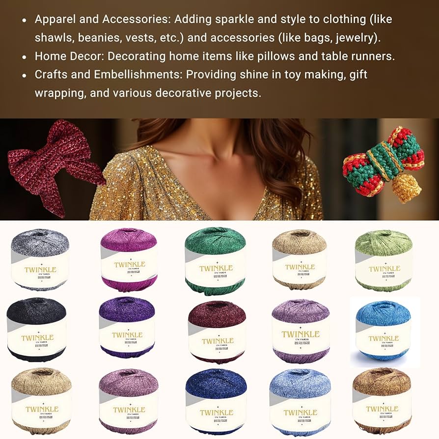 【即購入OK】Yarnnakarn Amazon.com: YarnArt Sparkle – Metallic Glitter, Fine