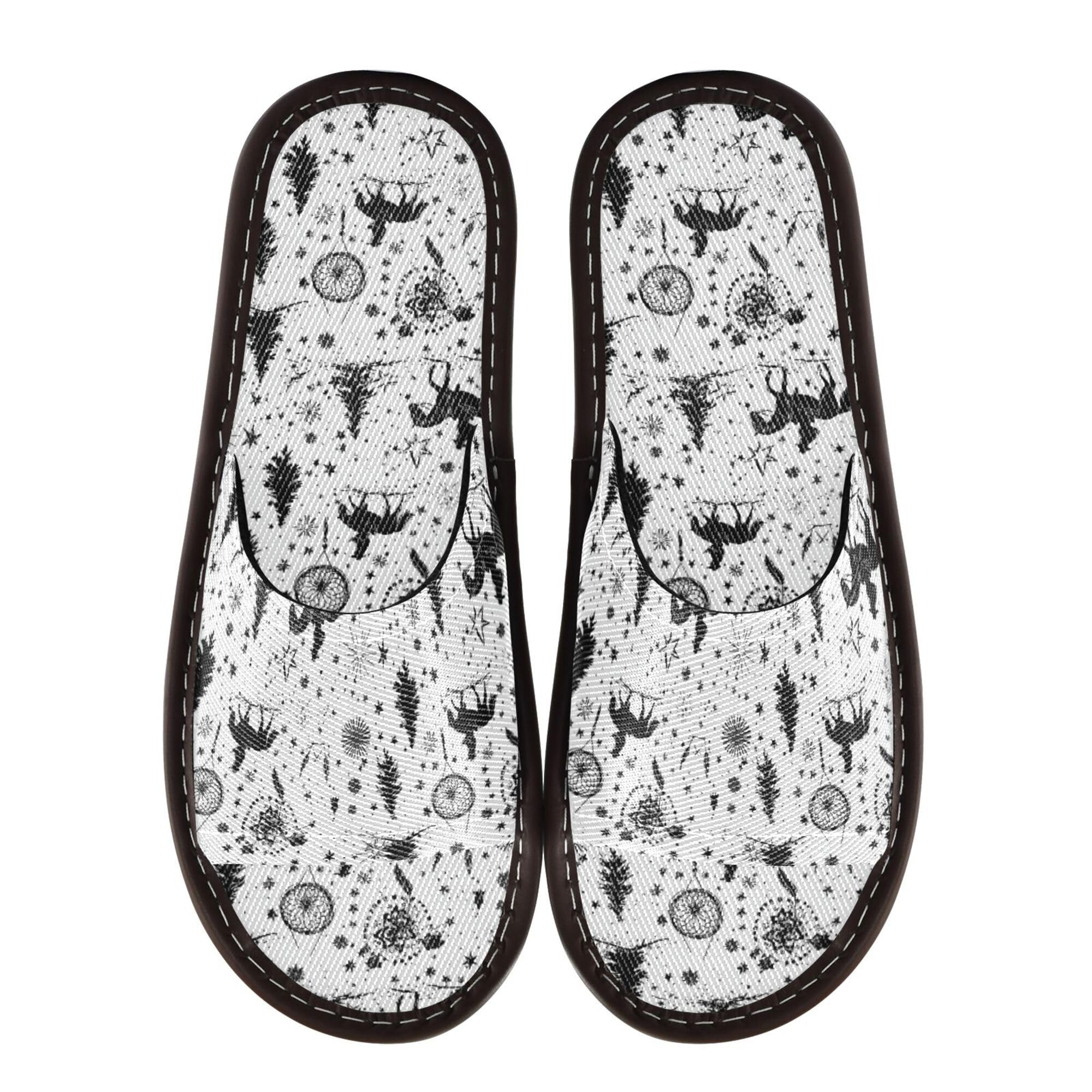 KLL Spa Slippers Indoor Breathable Non-Slip Bedroom Slipper for Guest, Hotel, Travel, Airplane 6.5-7 Western Cowboy Star Dream Catcher Star Tribal Vast Grasslands Sparkling