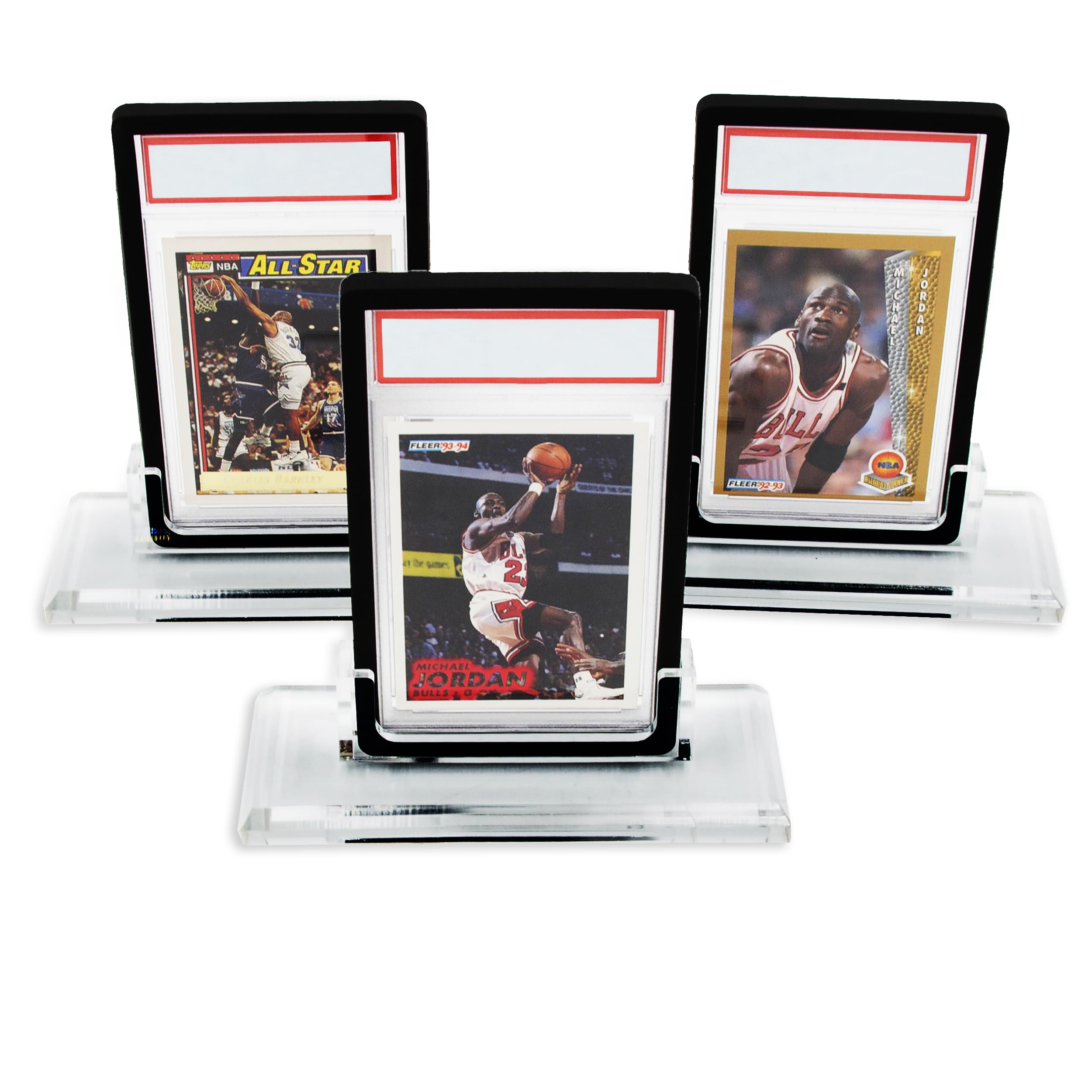 CASEMATIX Graded Card Stands 3 Pack Fits PSA BGS SGC CGC Graded Slab Cases, Acrylic Graded Card Display Holders With Stable Base and Ultra Clear Finish For Collectors