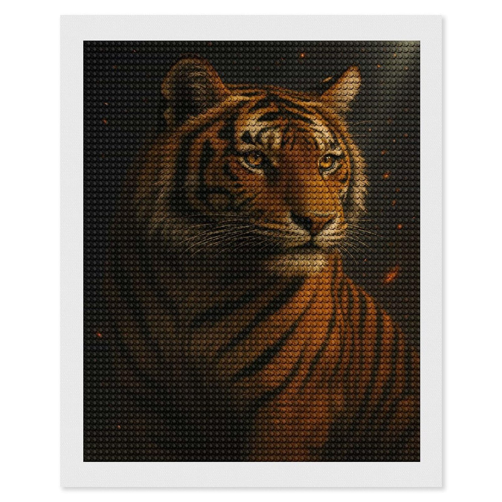 Junmoney Majestic Tiger Portrait Diamond Painting Canvas Set 16"x20", with Tool Kit, Easy to Enjoy, Home Wall Decor, Thoughtful Handmade Gift