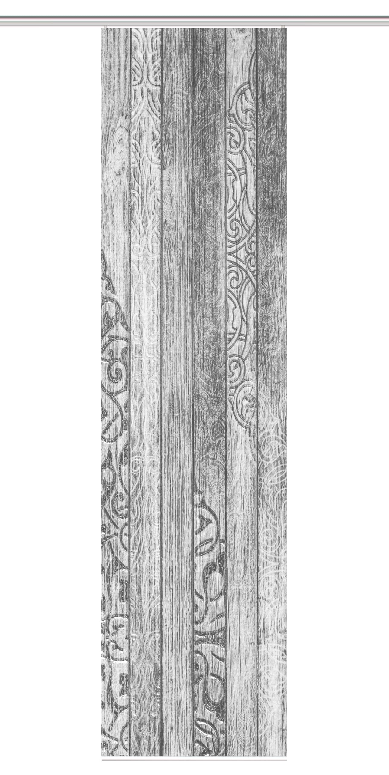 84048 - Tenda a pannello in legno in poliestere riciclato, effetto bambù, 245 x 60 cm, colore: grigio, dimensioni: 245 x 60 cm, numero: 1