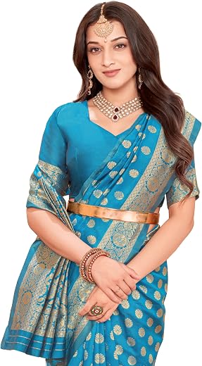 Glory Sarees Women’s Banarasi Silk Saree With Blouse Piece (Kalamkarisaree_Parent)