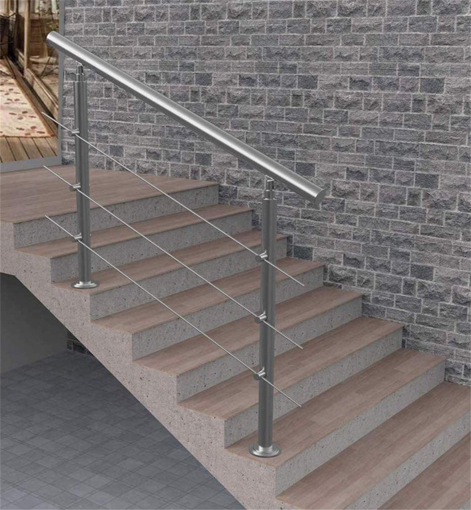 ZALNVEY 3 Ft Industrial Metal Stairs Handrail Kit, Sturdy Wall