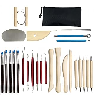 DaChihSheng 27 Pcs Clay Tools Kit Pottery Tools Polymer Clay Sculpting Tools Kit for Carving Air Dry Clay Tools Set for Adults Clay Sculpting Tools Ceramic Tools Graving Tools use for DIY Handicraft