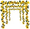 Uieke Paquete de 3 guirnaldas artificiales de girasol, 7.5 pieshebra, girasoles de seda colgantes, flores con hojas verdes para habitación, cocina, jardín, cumpleaños, boda, baby shower, fiesta