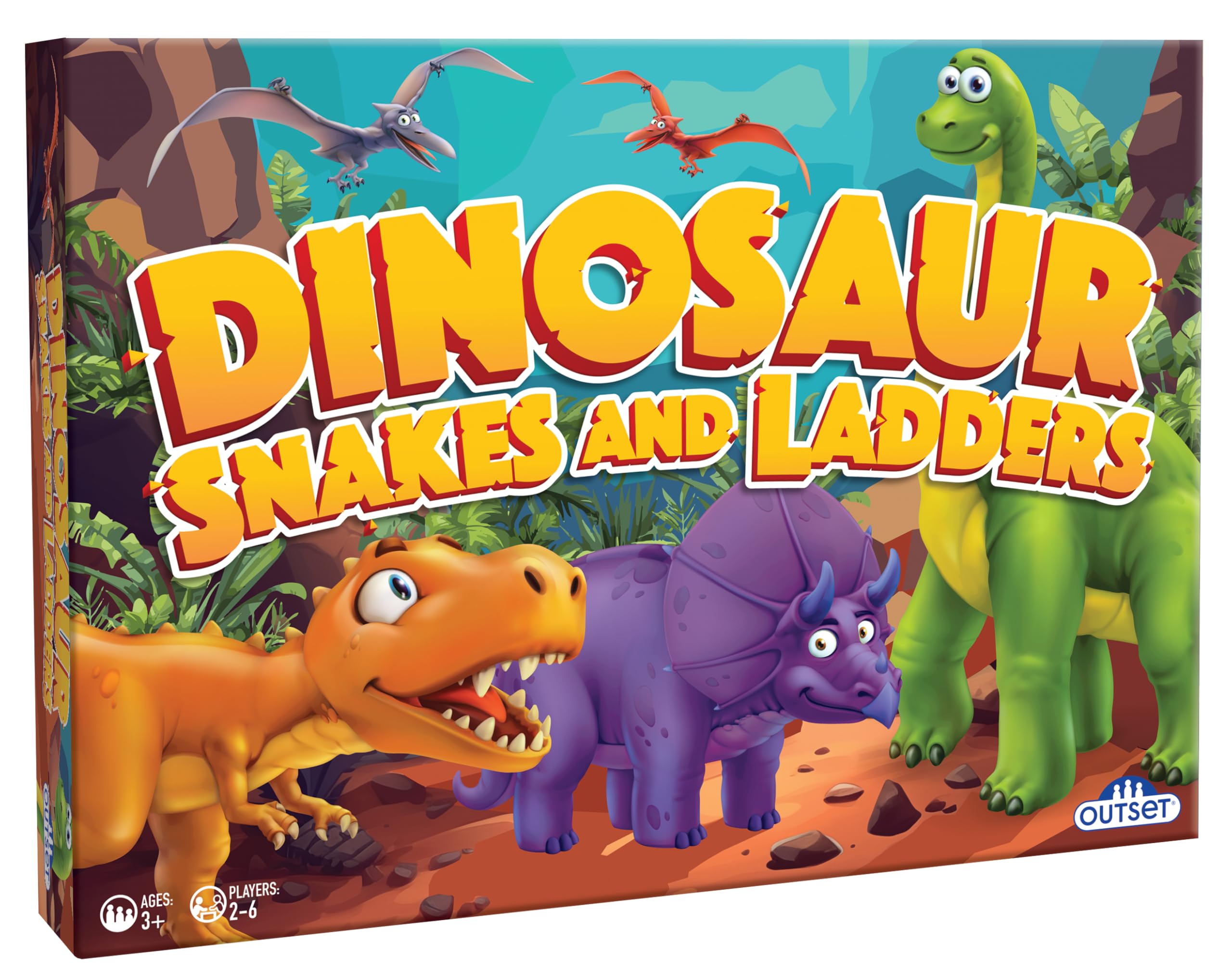 Dinosaur Snakes & Ladders | No Reading Required, Preschool & Kids Board Game, Builds Children's Social & Developmental Skillls, Ages 3+, 2-6 Players