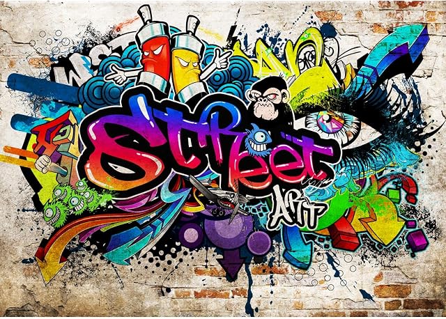 Photo Wallpaper Graffiti Fleece Wallpaper Living Room Bedroom Office Corridor Decoration Murals Modern Wall Decoration - 100% Made in Germany - 9218010b
