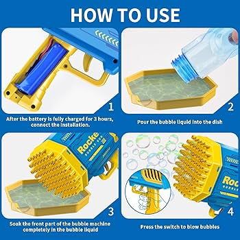 Amazon.com: Big Bubble Gun, Bubble Machine for Kids Adults, Bubble Blower Maker w/Lights, Bubble Solution, Outdoor Yard Toys for 3 4 5 6 7 8 9 10 11 12 Year Old Boys