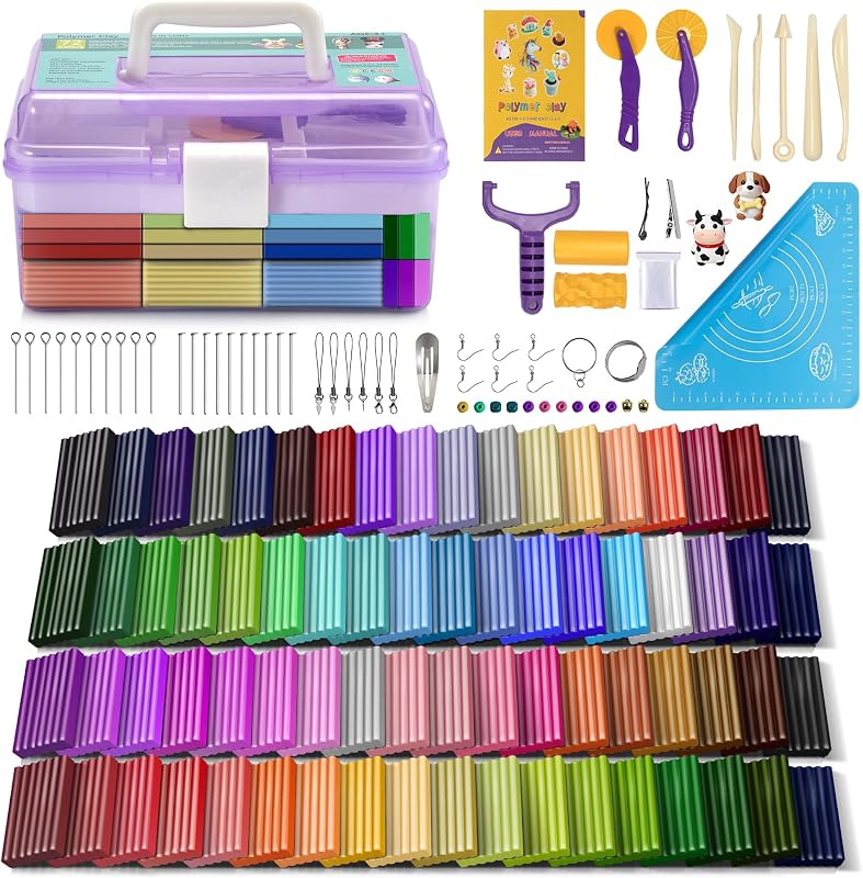 Aestd-ST Polymer Clay Kit 72 Colors, Oven Bake Modeling Clay for Kids | DIY Starter Kit, 20 Sculpting Tools & Accessory, Easy to Shape, Non-Sticky, Colorful, Storage Box, Gift for Kids & Artists